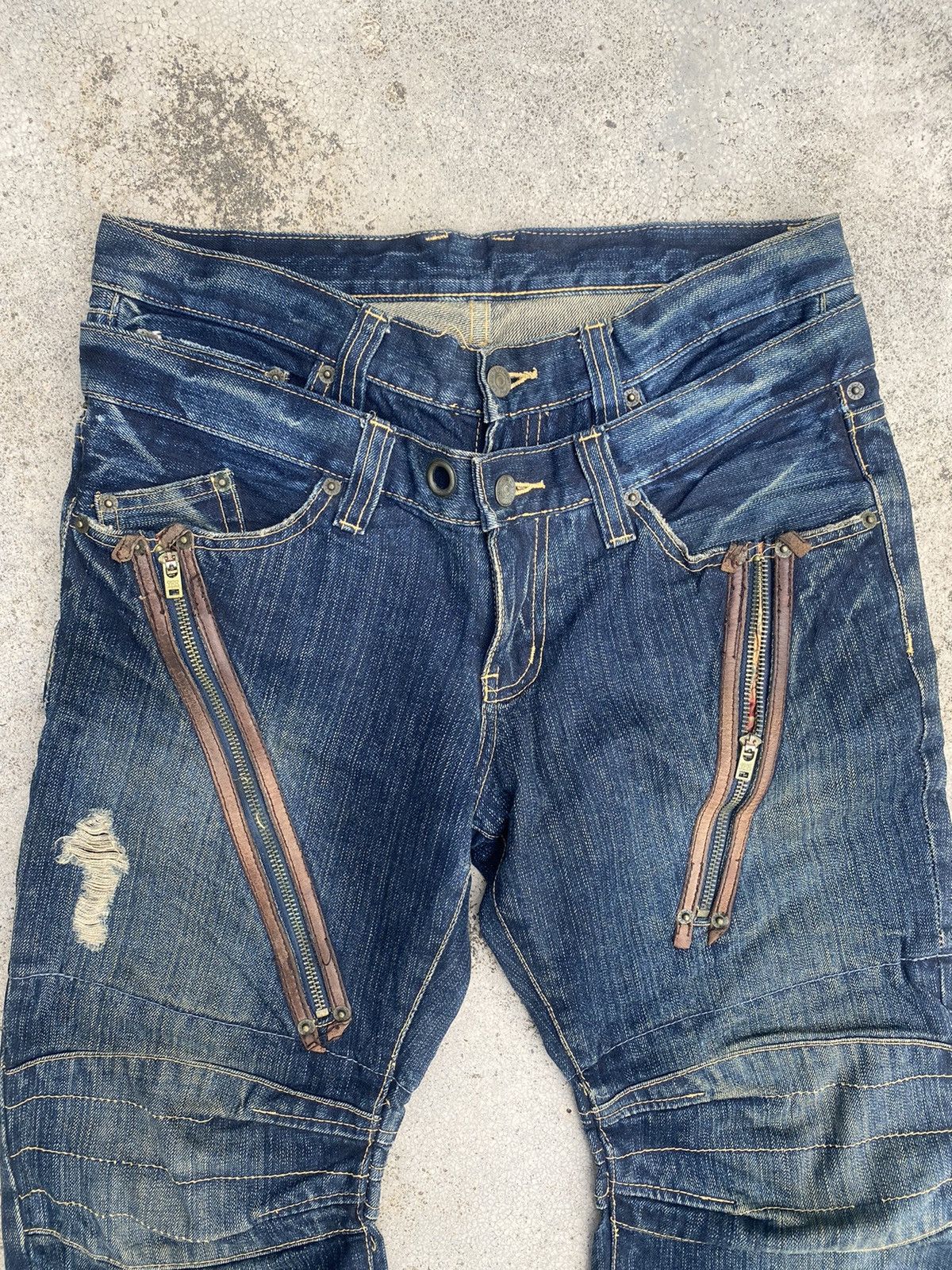 If Six Was Nine × Japanese Brand × PPFM PPFM Double Waist Zipper Clawmark Denim Jeans Size US 31 - 2 Thumbnail