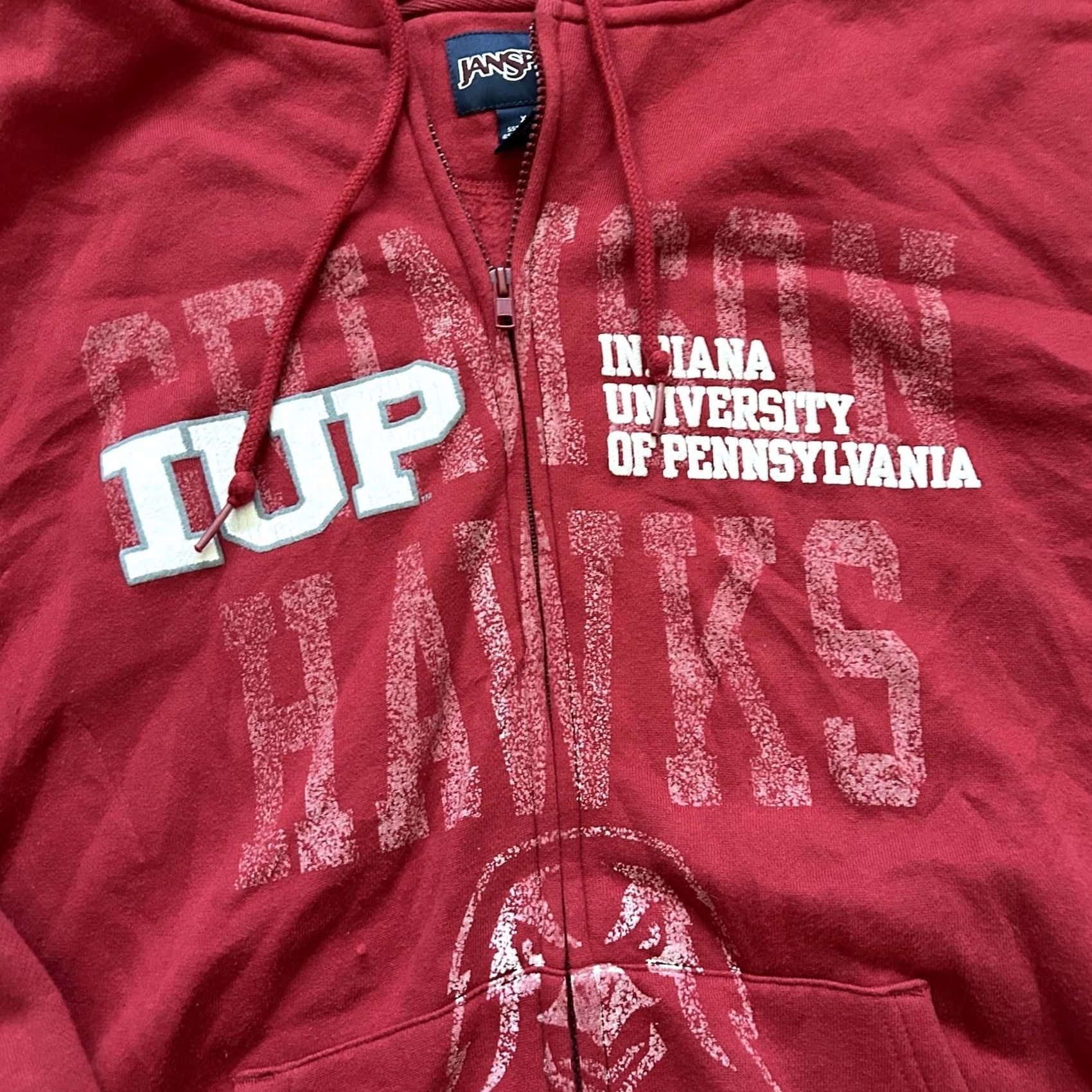 Jansport VINTAGE Jansport Hoodie College Full Zip IUPUI 2000s Y2K XL Red Men Mens XL Size US XL / EU 56 / 4 - 3 Thumbnail