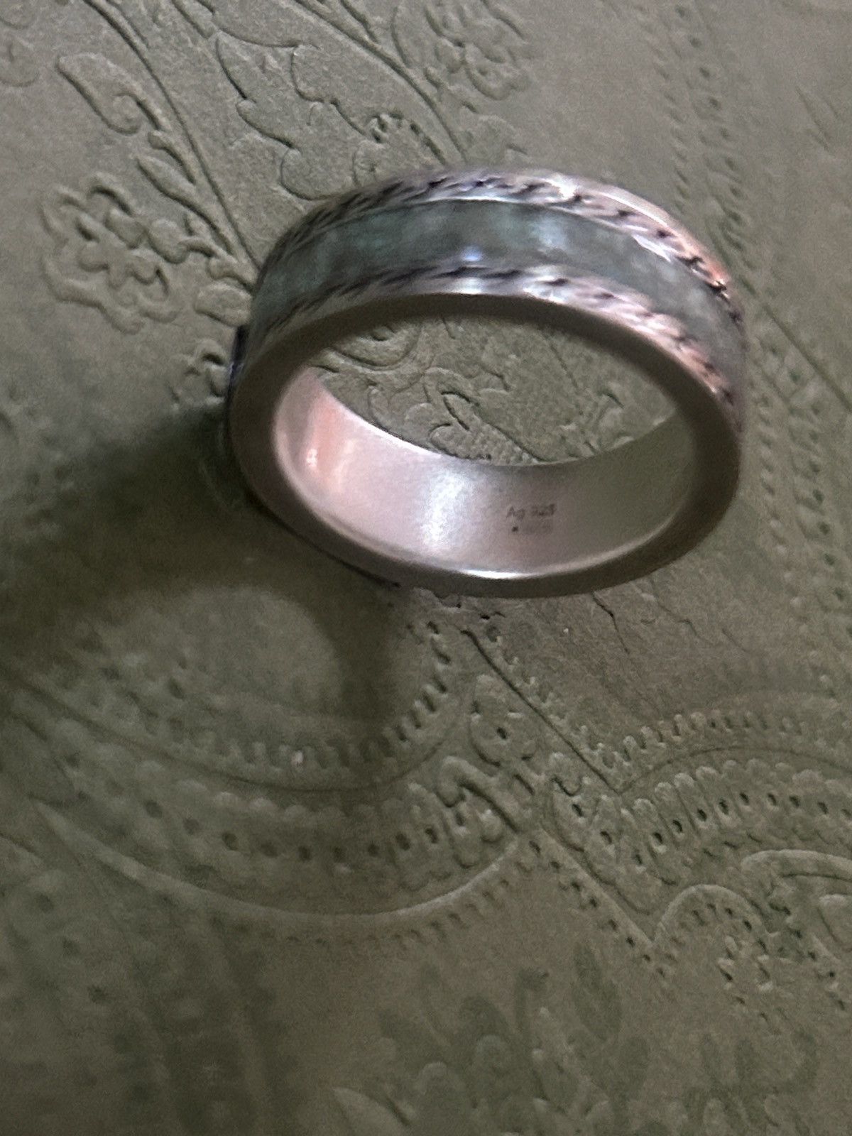 Gucci Gucci GG Sterling Silver Enamel Ring AG 925 Howlite 645573 Size ONE SIZE - 6 Thumbnail