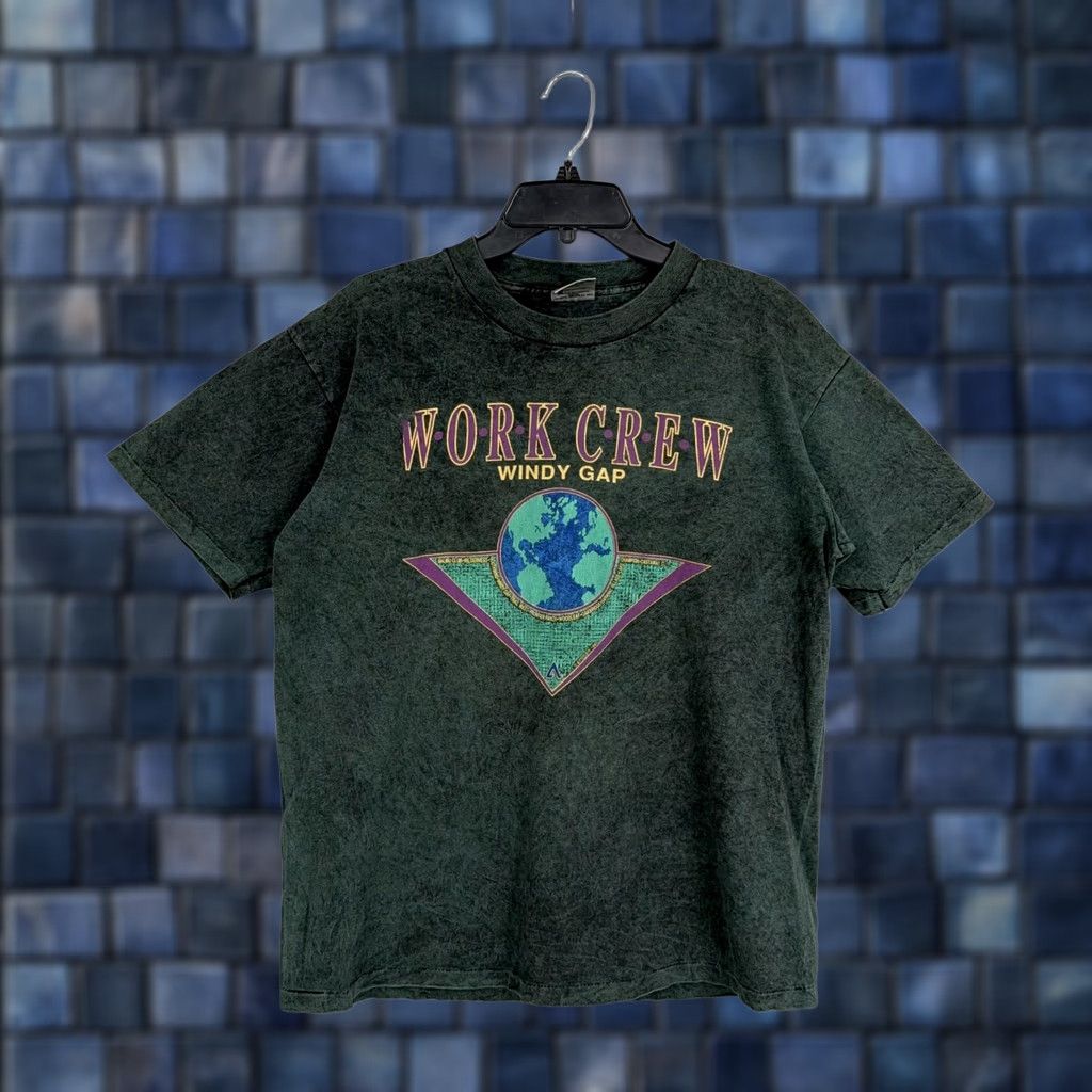 Vintage VINTAGE Oneita Windy Gap Shirt Mens XL Green Acid Work Crew Graphic 90s Single Stitch Size US XL / EU 56 / 4 - 1 Thumbnail