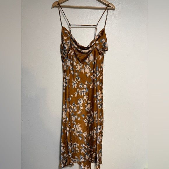 Other Audrey 3+1 Rust Floral Cowl Neck Slip Dress – Size L Size L / US 10 / IT 46 - 6 Thumbnail