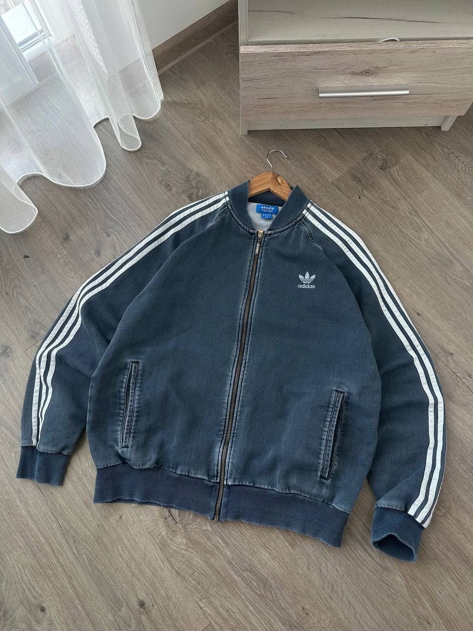 Adidas × Vintage Vintage Adidas Distressed Faded Blue Zip Hoodie Size US XL / EU 56 / 4 - 17 Thumbnail