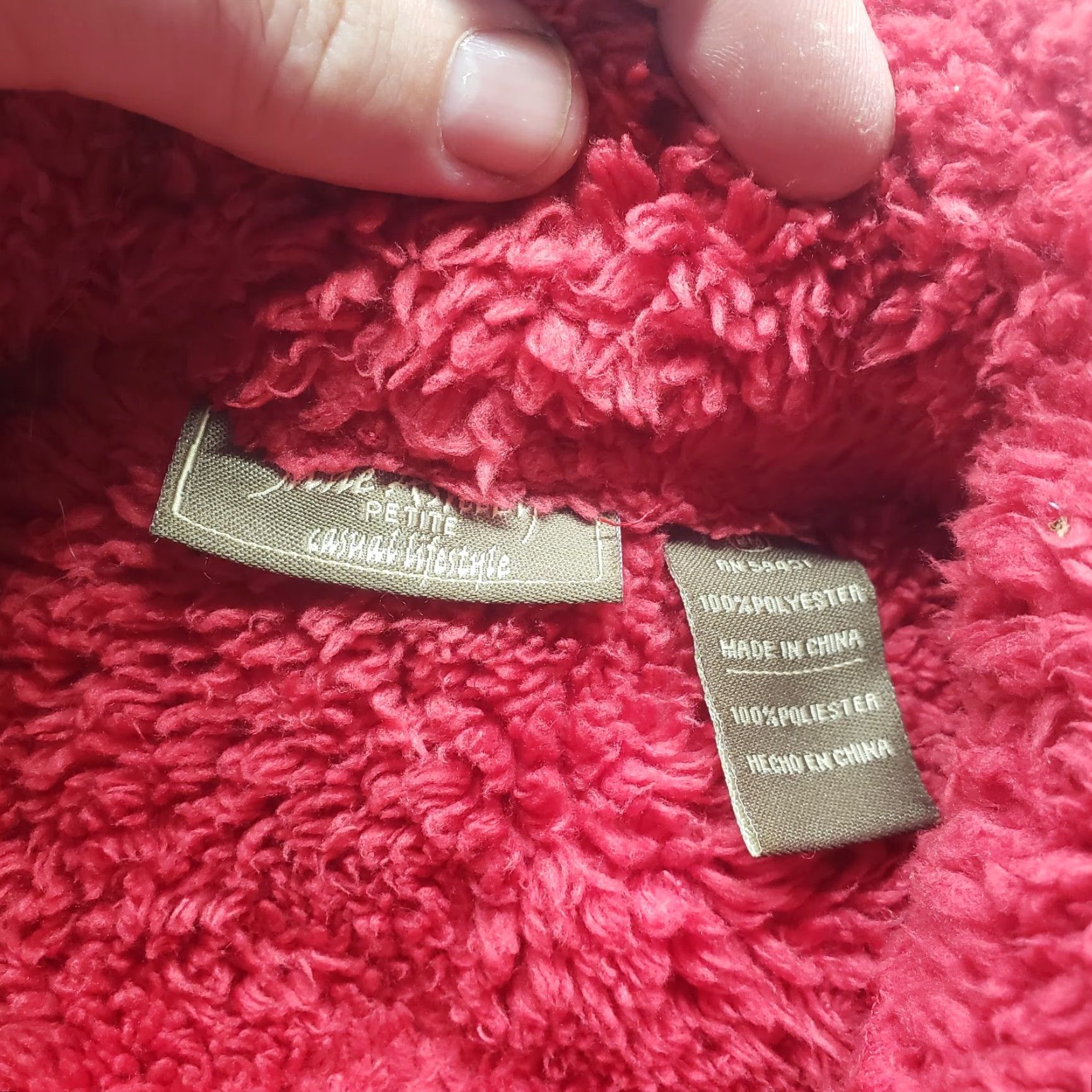 Vintage Jane Ashley Vest Womens PM Red Lightweight Fleece Zipper Petite Medium Sweater Size M / US 6-8 / IT 42-44 - 2 Thumbnail