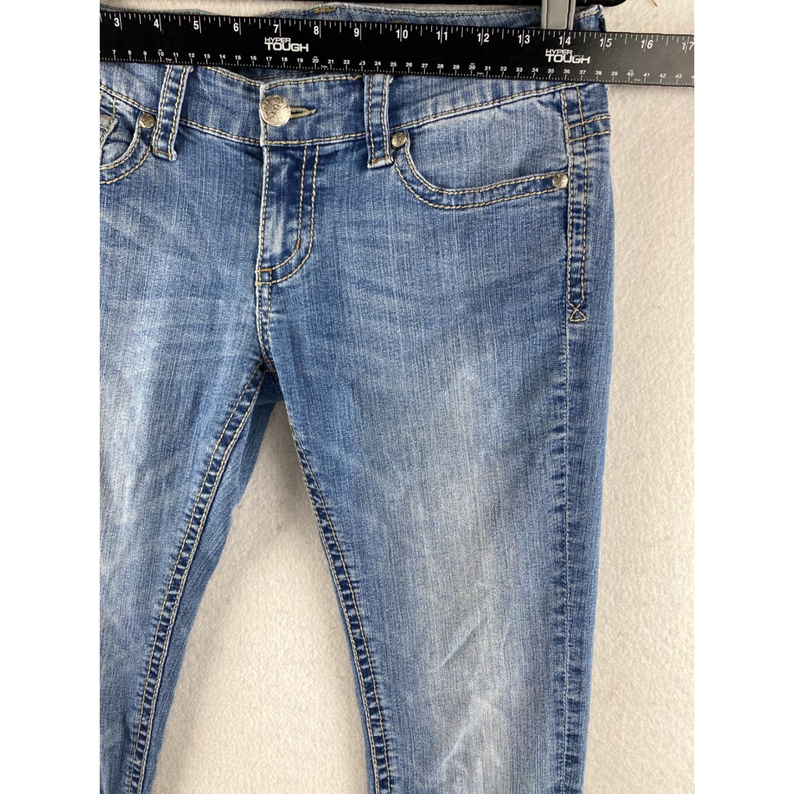Vintage Seven7 Womens Jeans Jegging Distressed Denim 28 Blue Embroidered 5-Pocket Stretch Denim Jeans Women Regular Size 28 Size 28" / US 6 / IT 42 - 3 Thumbnail