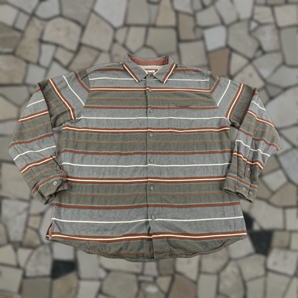 Carbon2Cobalt VINTAGE Carbon 2 Cobalt Shirt Mens Large Gray Red Blanket Stripes Flannel Button Up Work Shirt - Long Sleeve Cotton Casual 90s Mens Large Gray Size US L / EU 52-54 / 3 - 1 Thumbnail