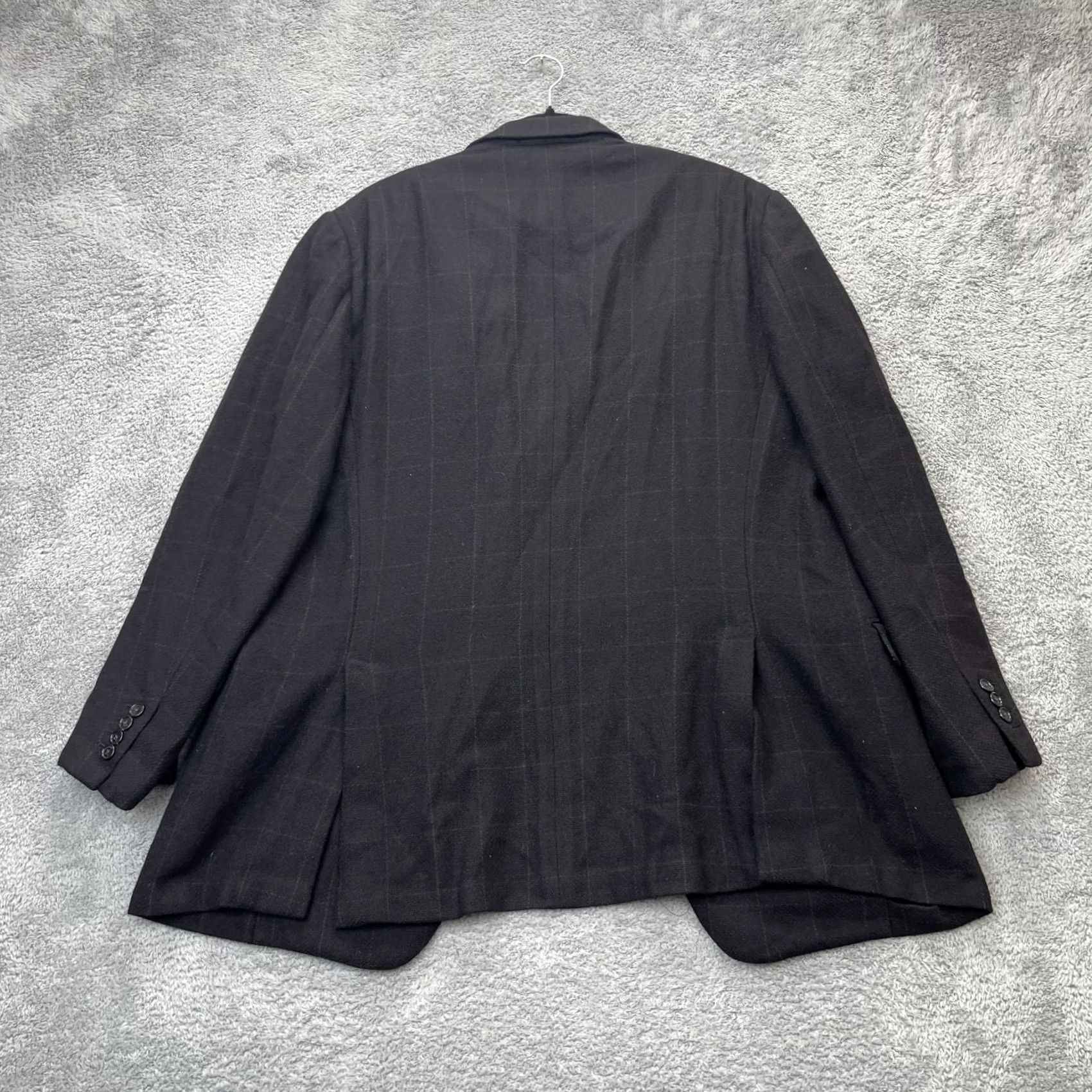 Ermenegildo Zegna VTG Ermenegildo Zegna Jacket Mens XL Black Plaid Coat Wool Single-Breasted Notch Lapel Classic Tuxedo-Style Vintage Size 46R - 2 Thumbnail