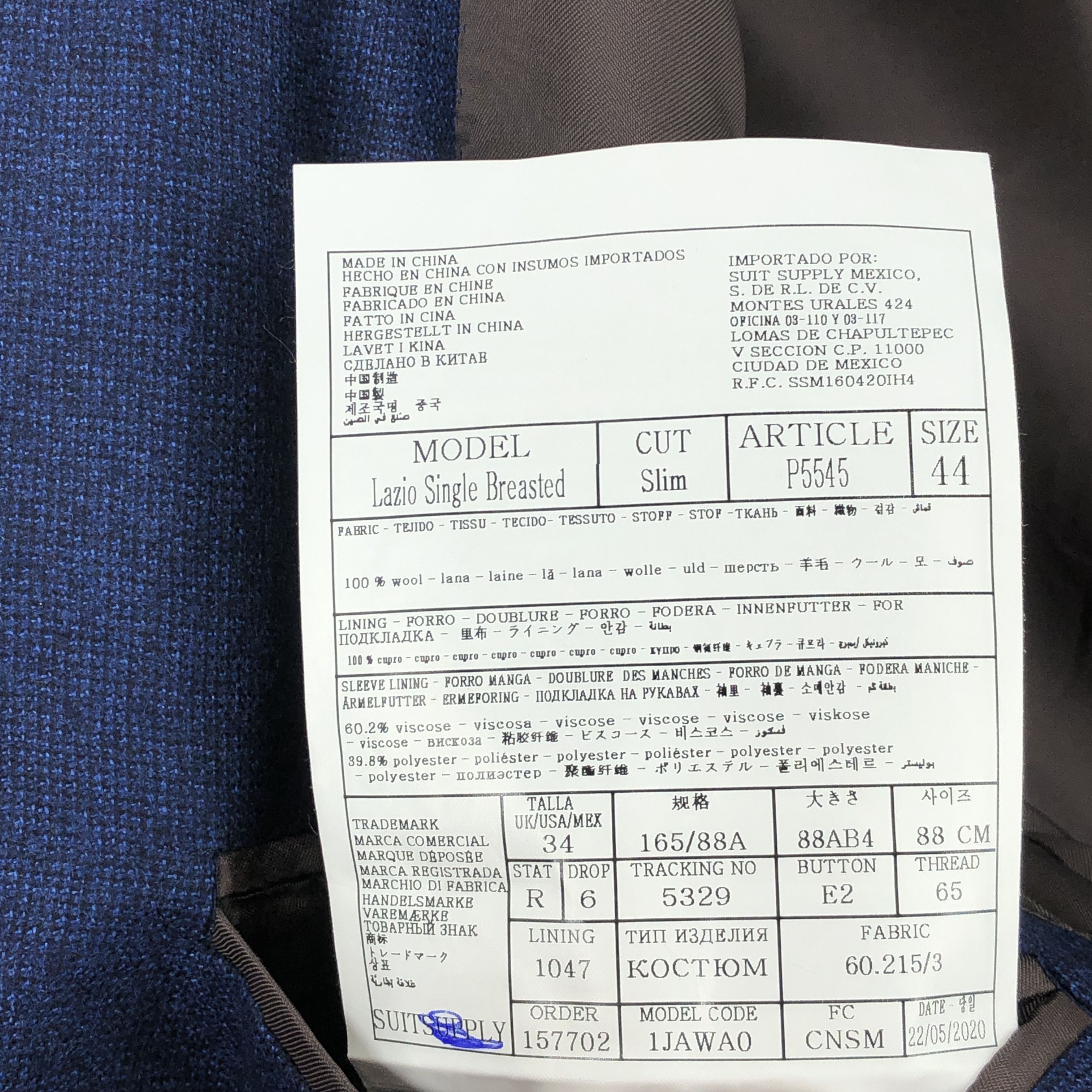 Suitsupply Lazio Pure Wool Blazer Size 2XS (EU:44; UK:34; US:34S) Size 34S - 9 Thumbnail
