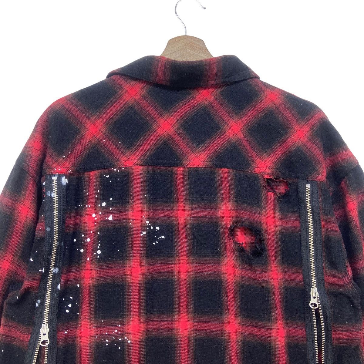 Flannel Japanese Brand Black Flame Gothic Punk Distressed Flannel Size US S / EU 44-46 / 1 - 12 Thumbnail