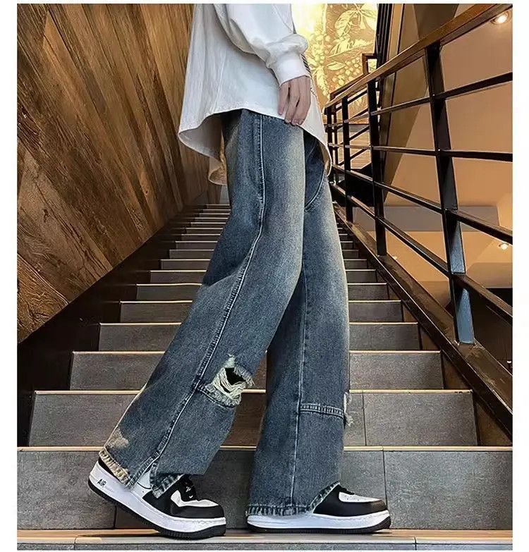Japanese Brand Straight casual distressed jeans Size US 32 / EU 48 - 4 Thumbnail