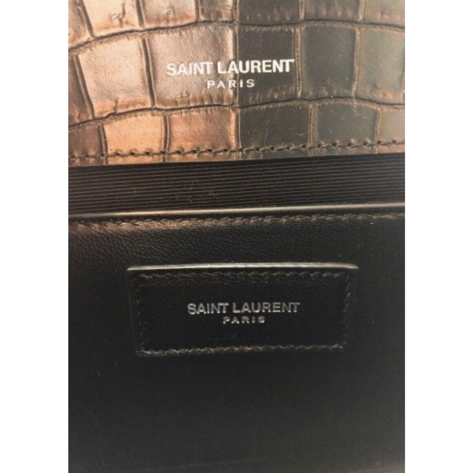 Yves Saint Laurent YSL Saint Laurent Kate Silver Hardware Embossed Croc Tassel Size ONE SIZE - 12 Thumbnail