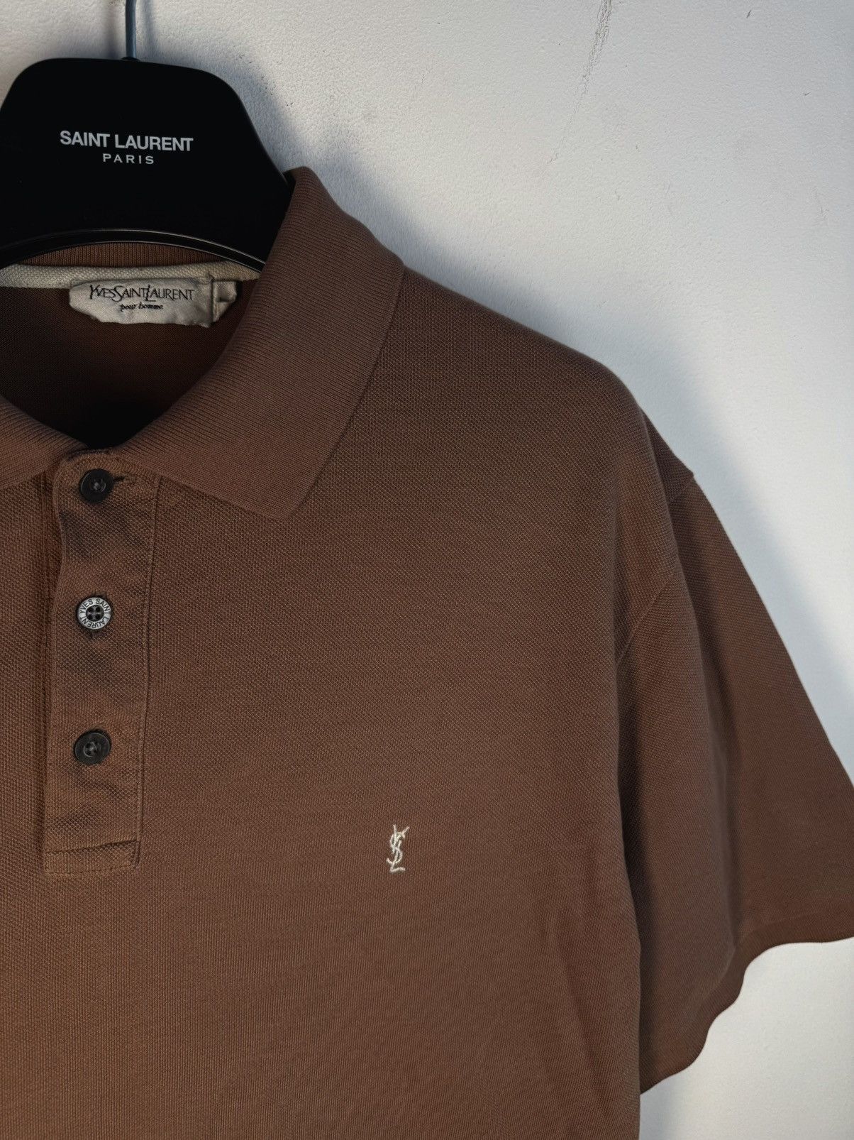 Yves Saint Laurent Brown YSL Polo Shirt YSL Tee Beige YSL Shirt Size US L / EU 52-54 / 3 - 1 Thumbnail