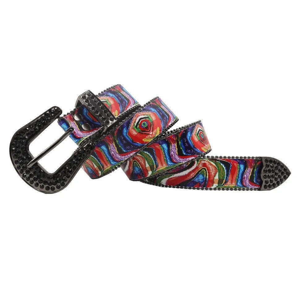 Vintage Rhinestone Belt Adjustable PU leather Western Denim Belt Size ONE SIZE - 5 Thumbnail