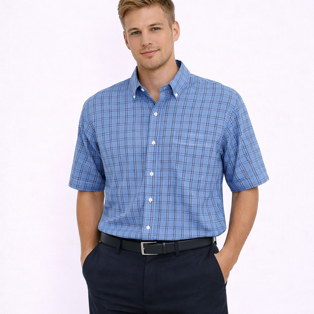 Arrow Plaid Short Sleeve Collared Button-Up Shirt Preppy Size US XL / EU 56 / 4 - 1 Thumbnail