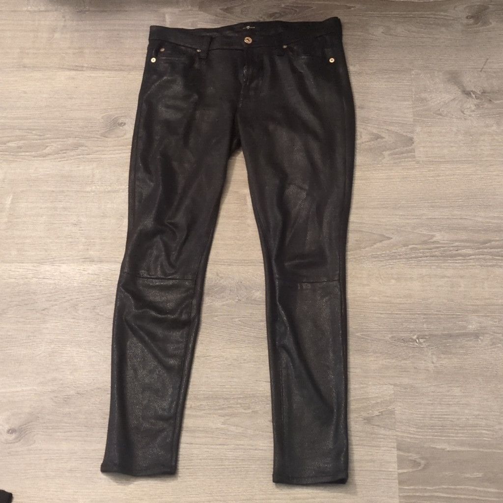 7 For All Mankind 7 for all mankind faux leather black pants size 28 Size 28" / US 6 / IT 42 - 1 Thumbnail