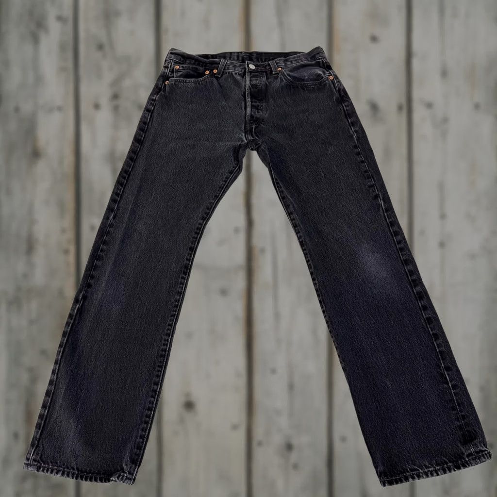 Levi's Levi's Jeans Mens 33x30 Black 501 Straight Fit Distressed Denim Pants Y2K Size US 33 - 1 Thumbnail