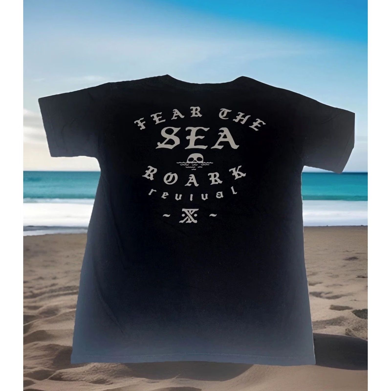 Roark Roark Shirt Adult Small Black Fear The Sea Waves Skull Logo Graphic Tee Short Sleeve Crew Neck Vintage-ish Fitted? Size US S / EU 44-46 / 1 - 2 Thumbnail