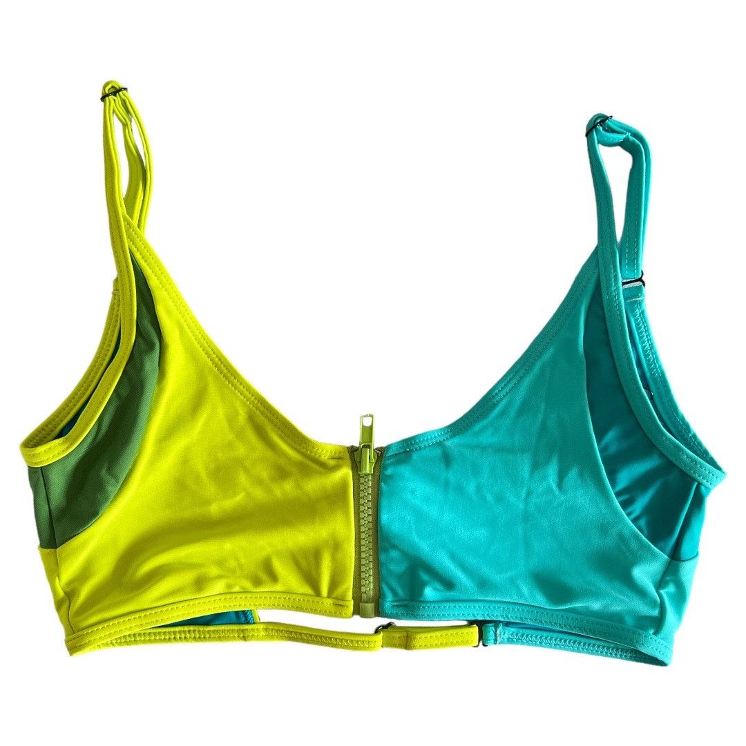 Other CHROMAT Green Color Block Zip Triangle Bikini Top, Large Size ONE SIZE - 2 Thumbnail