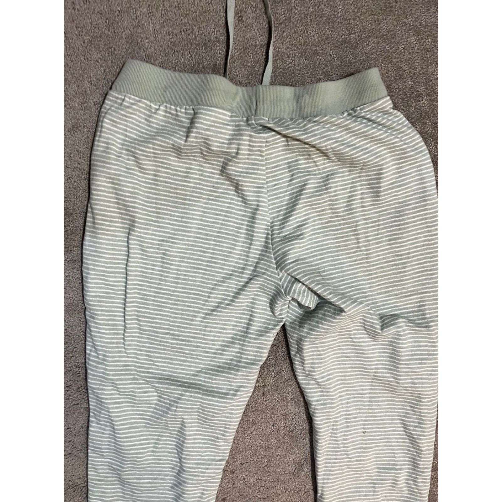 Splendid SPLENDID French Terry Green and White Striped Jogger Pants Women Medium Activewear Size 32" / US 10 / IT 46 - 4 Thumbnail