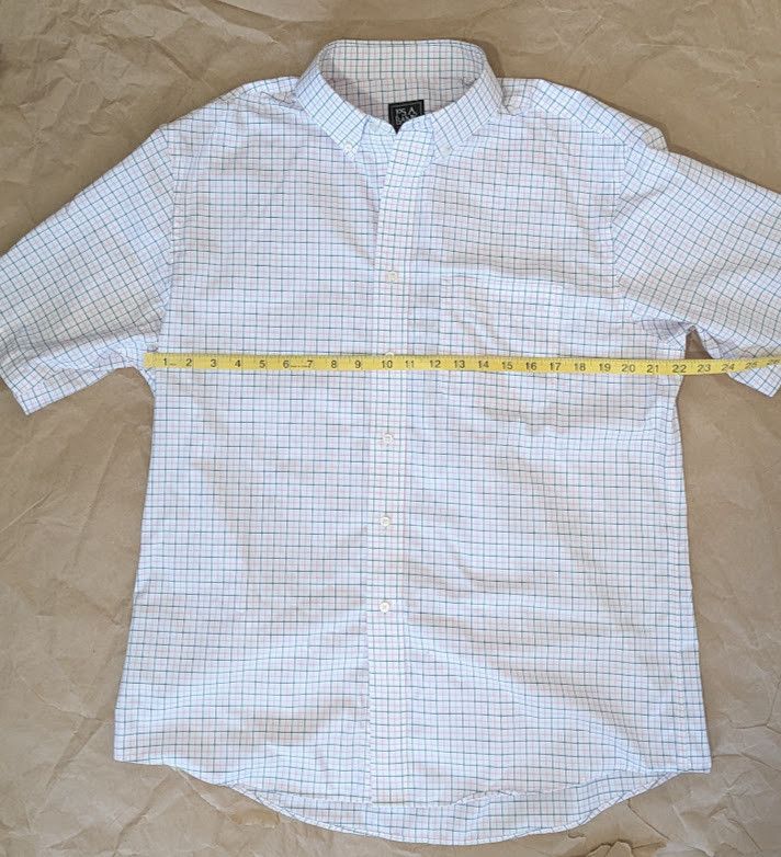 Jos. A. Bank Traveler men's pink blue plaid short sleeve button up shir Size US L / EU 52-54 / 3 - 4 Thumbnail