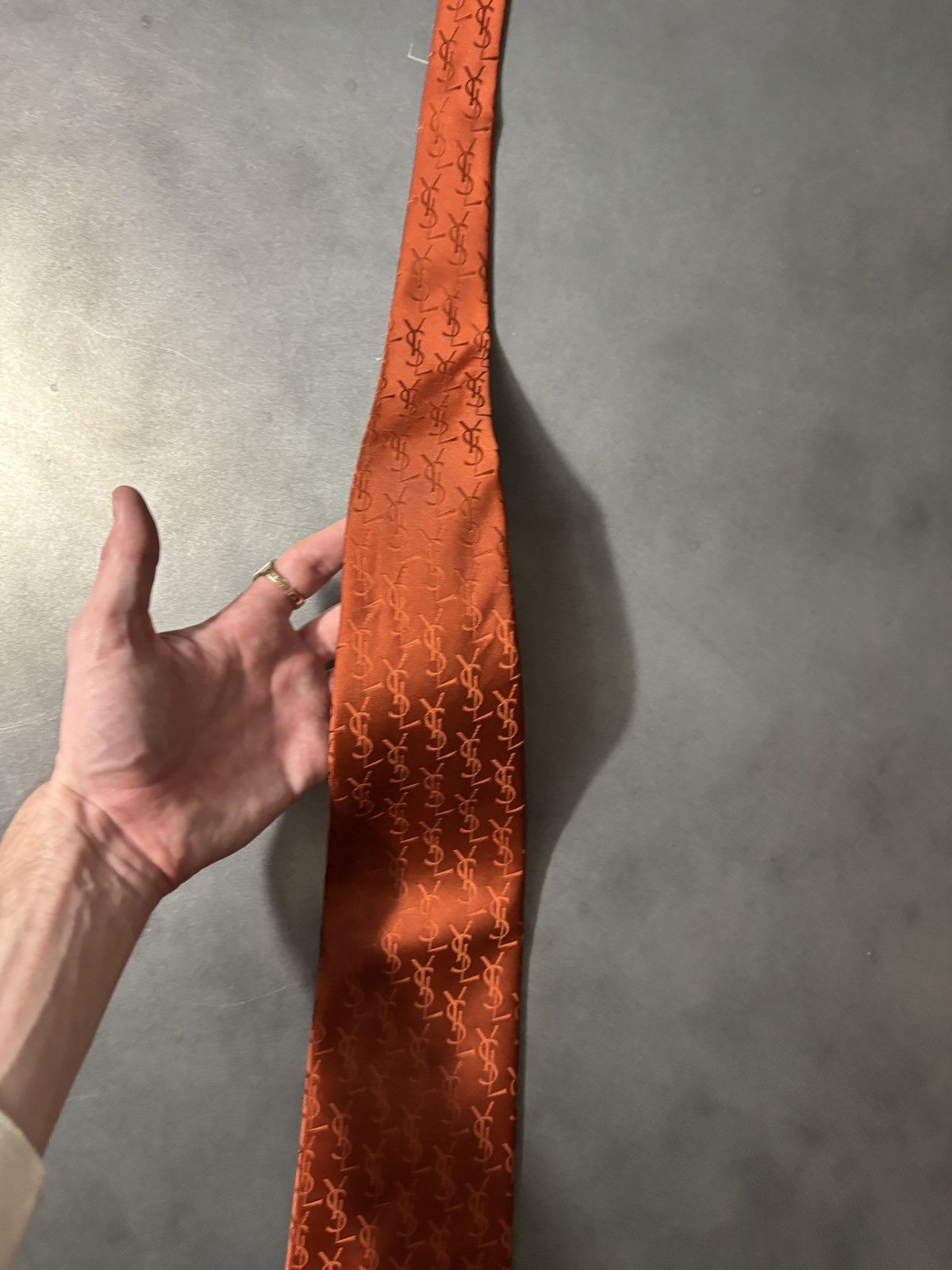 Yves Saint Laurent Vintage YSL Monogram Tie Necktie 1970s Yves Saint Laurent Size ONE SIZE - 11 Thumbnail