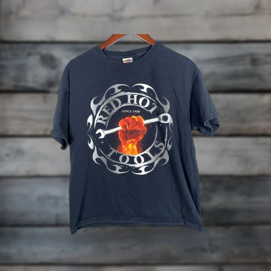 Fruit Of The Loom VINTAGE Fruit of the Loom T-Shirt Adult Large Black Red Hot Tools Graphic 90s Cars Retro Mens Size US L / EU 52-54 / 3 - 1 Thumbnail