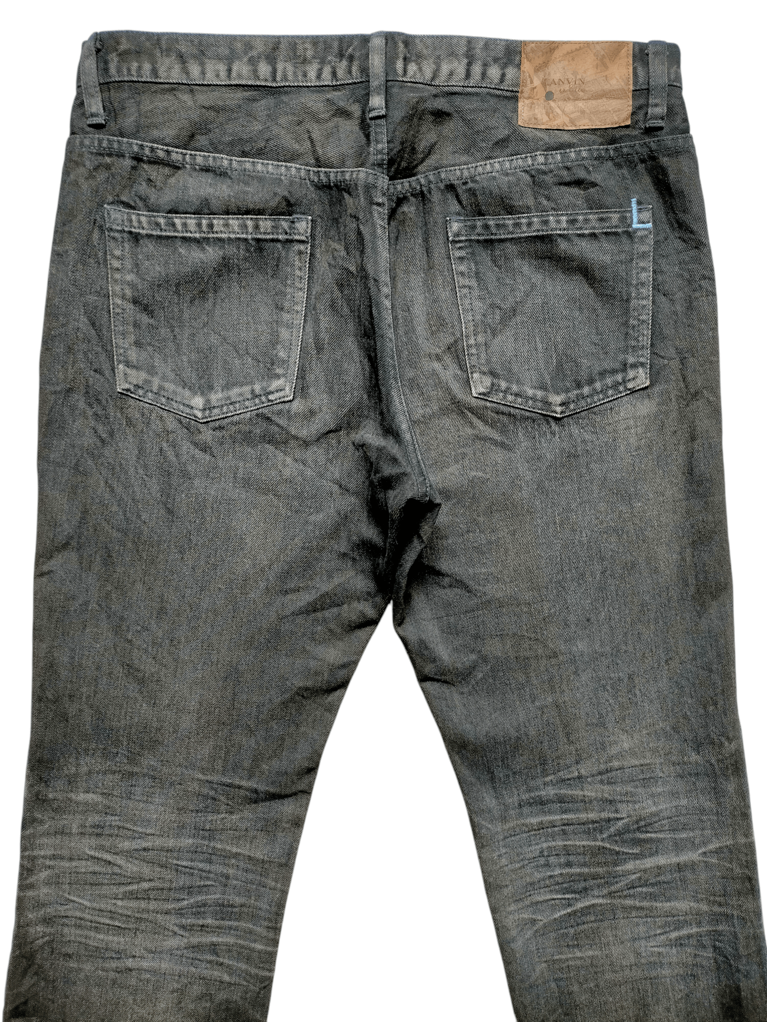 Lanvin Lanvin eu Bleu Black Embroidered Logo Denim Pants Size US 34 / EU 50 - 1 Thumbnail