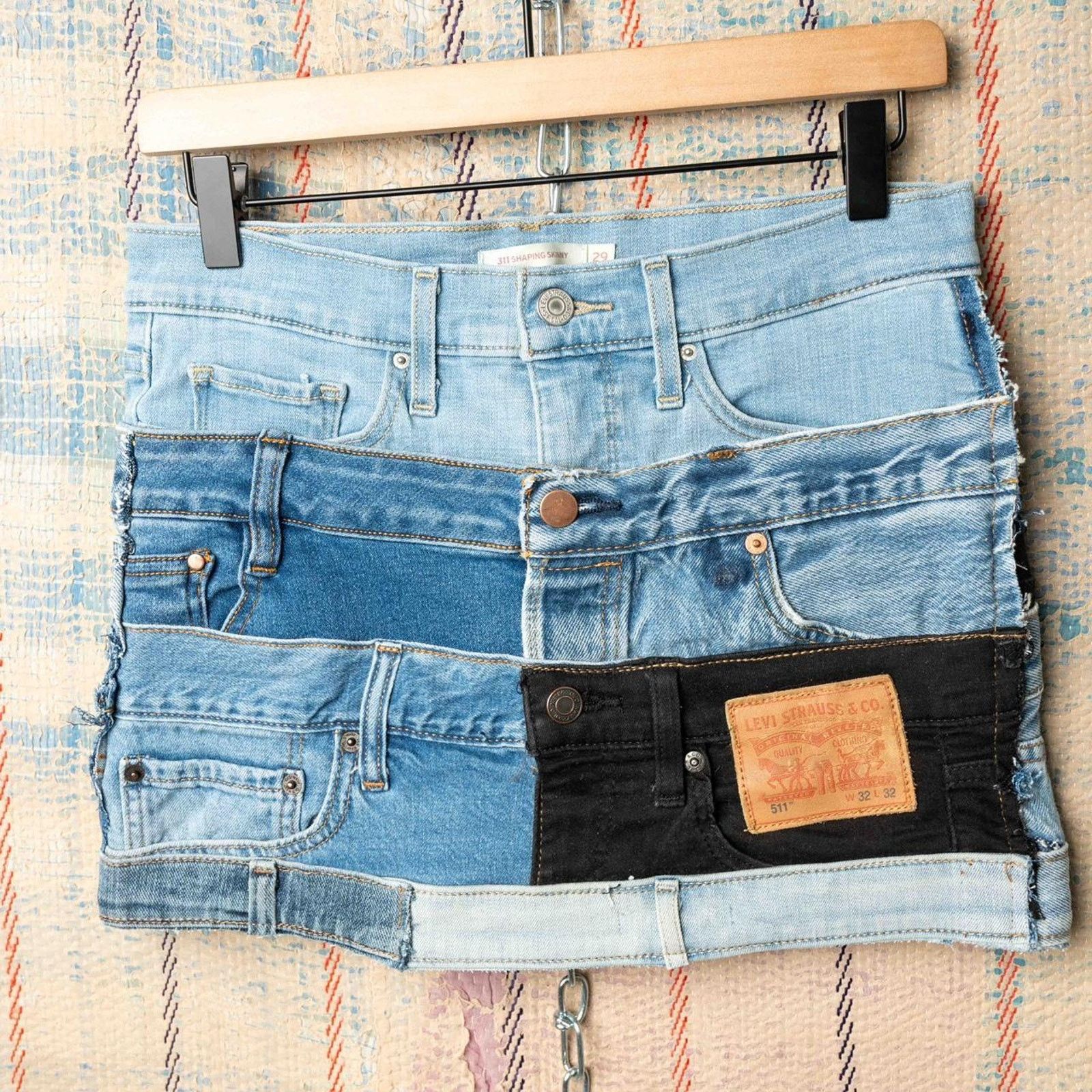 Other Custom upcycled patchwork mini skirt size 29 Size 29" - 1 Thumbnail