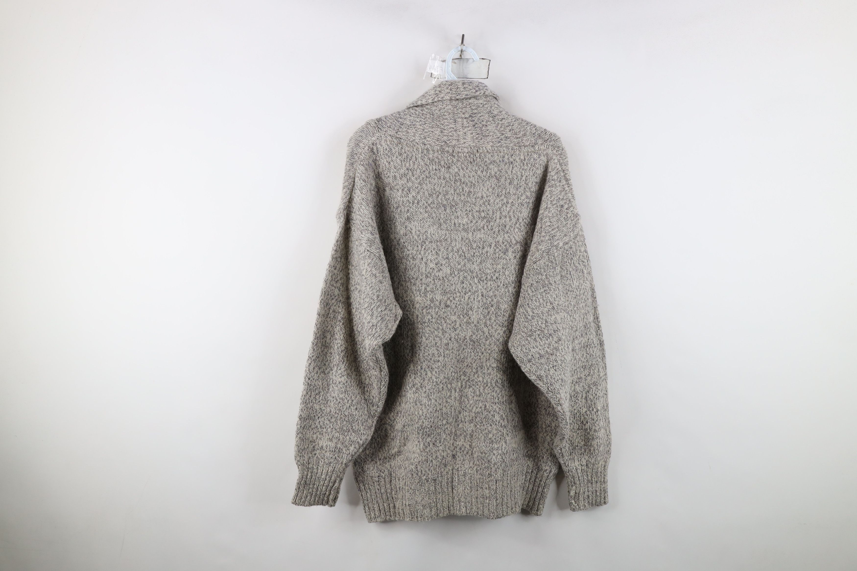 Vintage Vintage 90s Streetwear Blend Knit Shawl Collar Sweater Gray Size US L / EU 52-54 / 3 - 9 Thumbnail