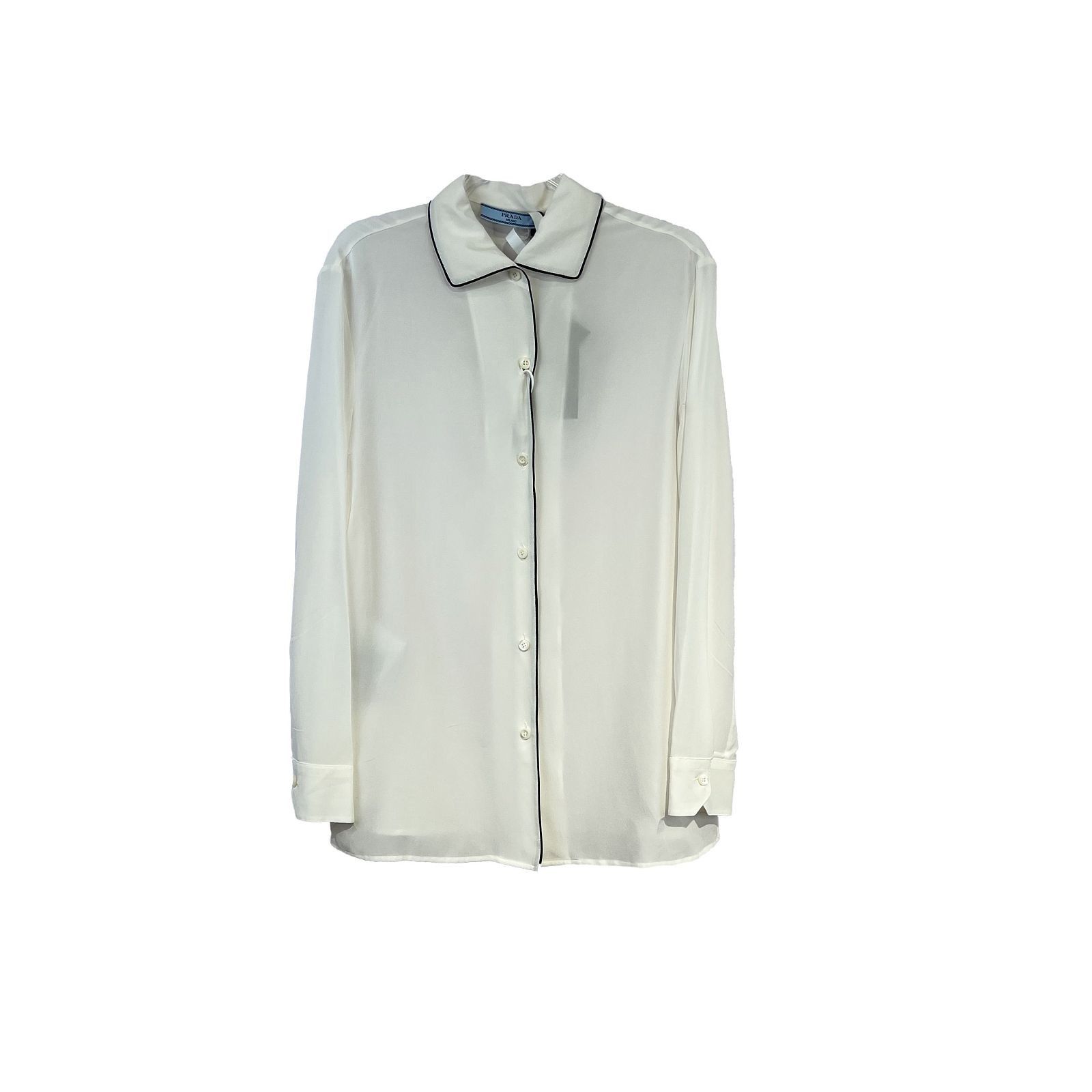 Prada Prada Silk Contrast Trim Button Up Shirt Size 38 Size XS / US 0-2 / IT 36-38 - 1 Thumbnail