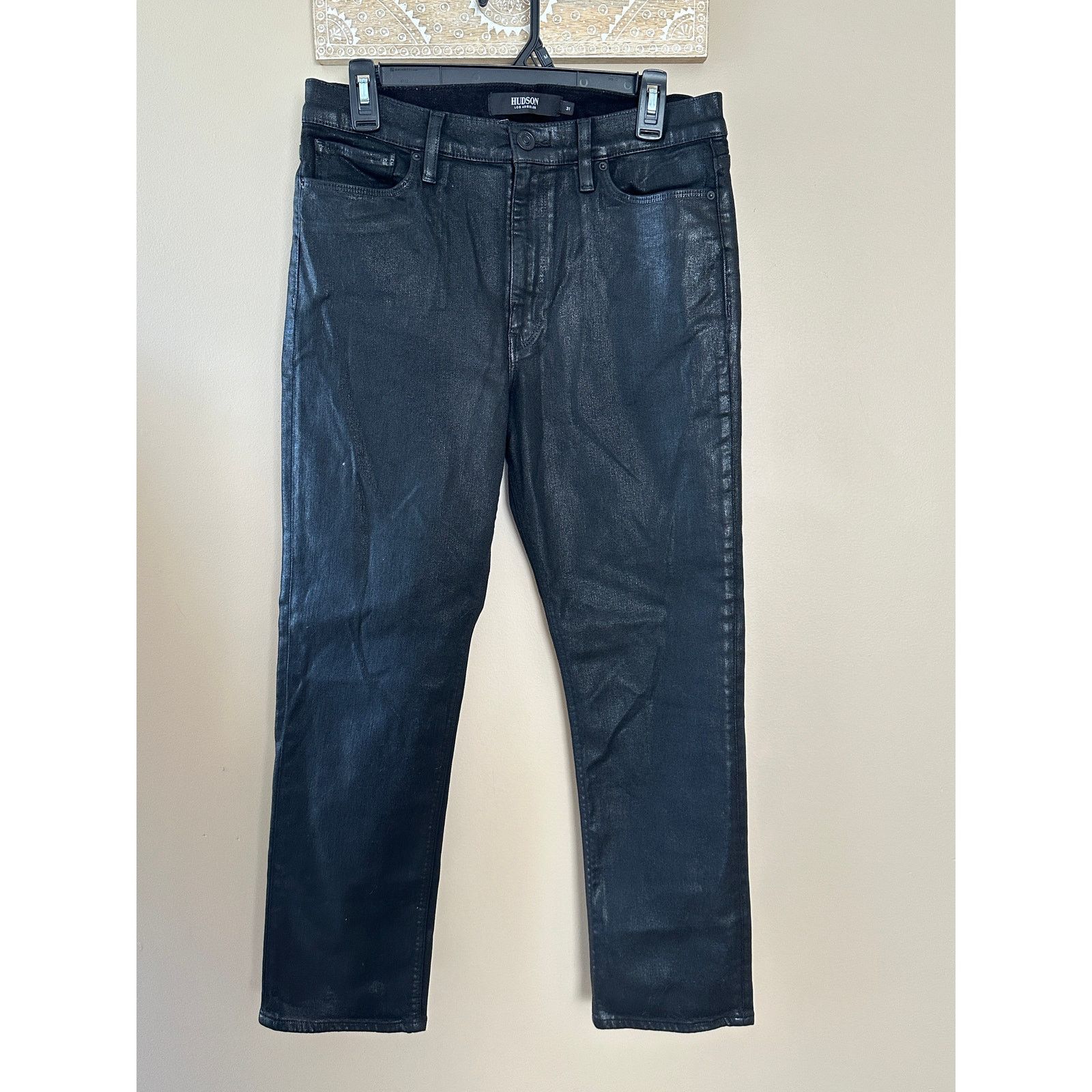 Hudson Hudson Jeans Black Wax Style Barbara Straight Ankle Size 31" - 1 Thumbnail