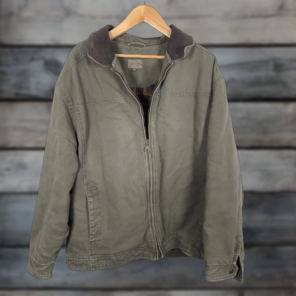 Vintage VINTAGE St. John's Bay Canvas Jacket Bomber Outdoor 2XL Brown Flannel Lined Adult Regular Mens Jacket Size US XXL / EU 58 / 5 - 1 Thumbnail