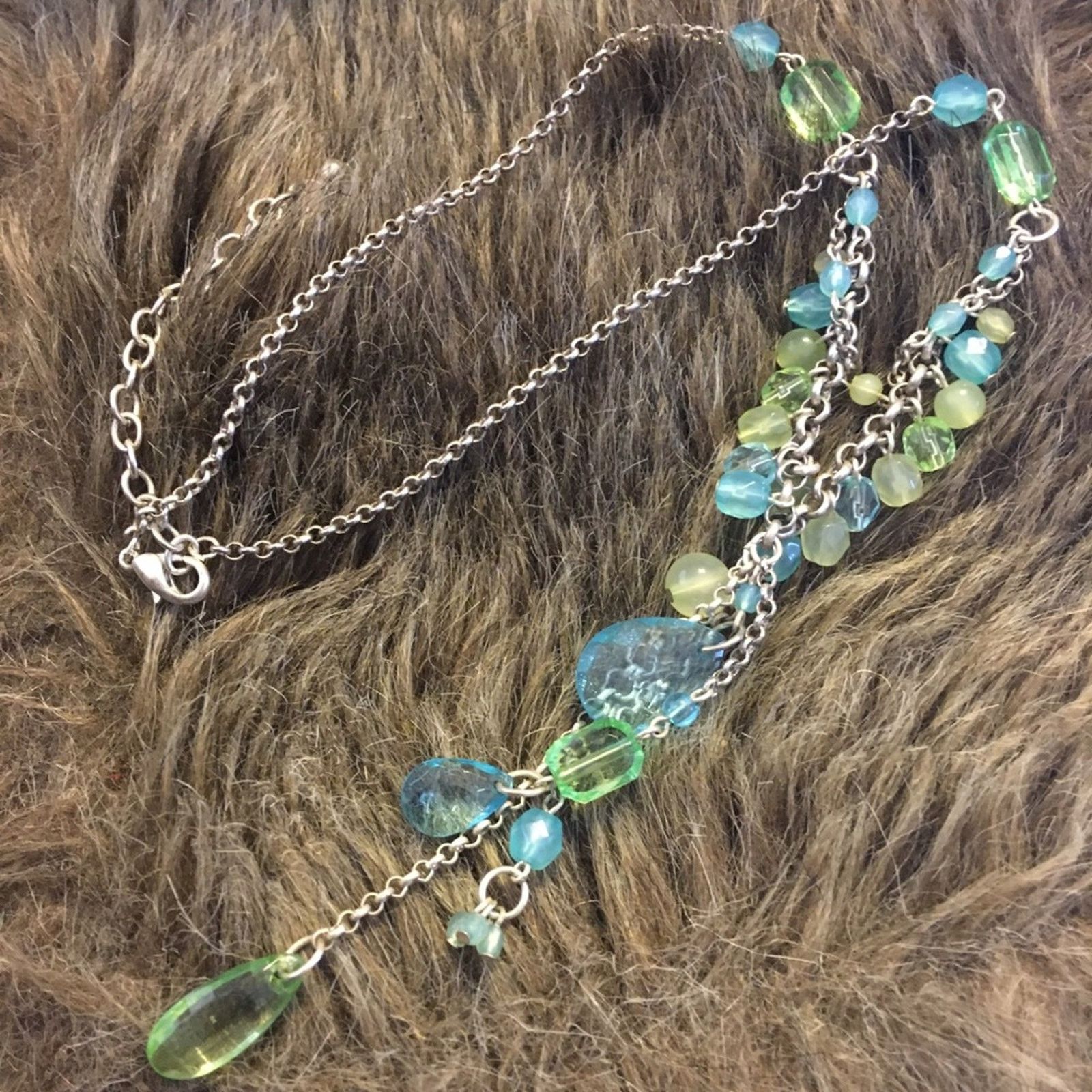 Jewelry Green and blue faceted bead chandelier necklace Size ONE SIZE - 6 Thumbnail