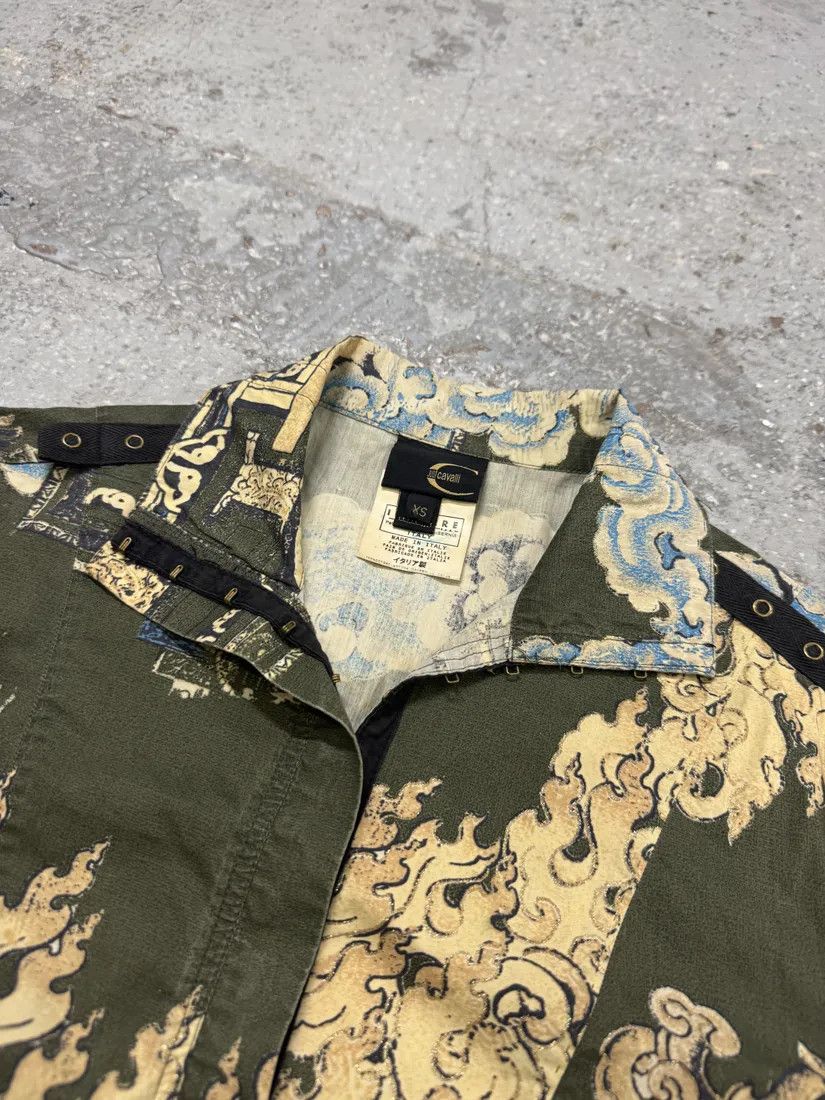 Designer × Just Cavalli × Vintage AW2003 Cavalli Asian World Green Contemporary Fire Shirt Size XS / US 0-2 / IT 36-38 - 5 Thumbnail