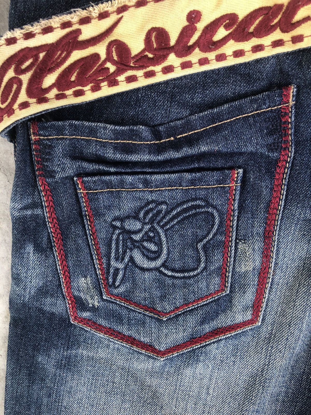 Japanese Brand Japanese Classical elf Distressed Jeans Embroidered Size US 31 - 13 Thumbnail