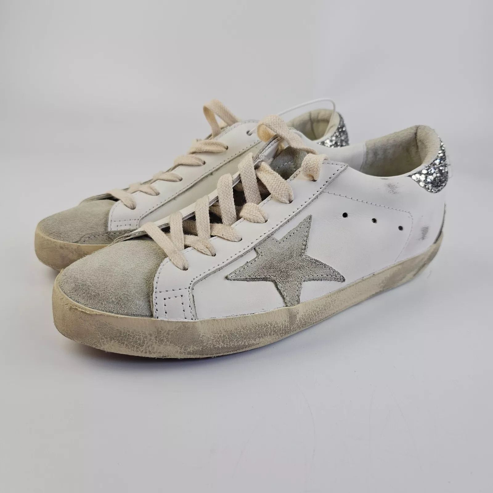 GOLDEN GOOSE Super-Star Women's White/Ice Glitter Low Top