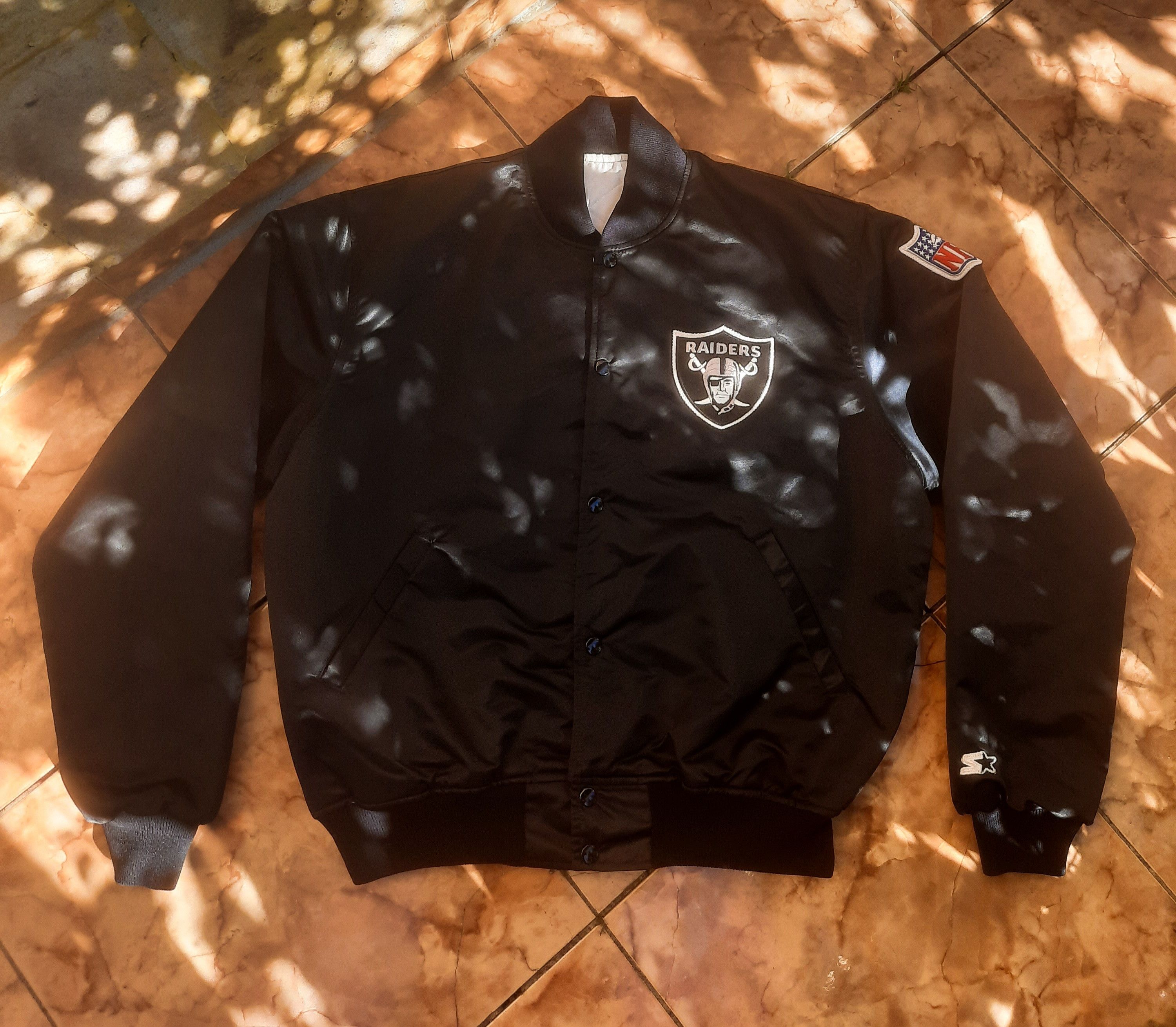 NFL × Starter × Vintage RAIDERS STARTER SATIN BOMBER JACKET Size US L / EU 52-54 / 3 - 2 Thumbnail