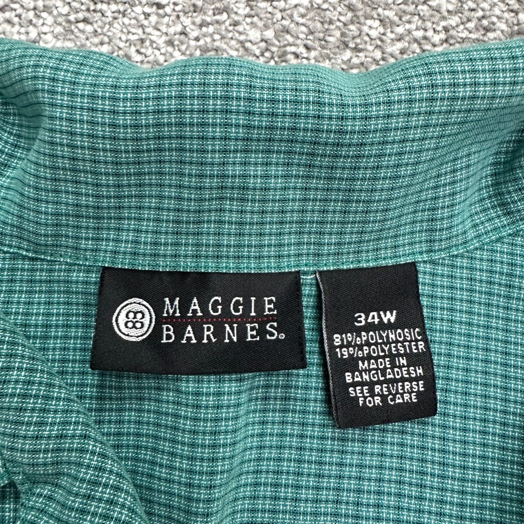 Vintage Maggie Barnes Button Up Shirt Womens 34W Green Check Long Sleeve Casual Blouse Size XXS / US 00 / IT 34 - 6 Thumbnail
