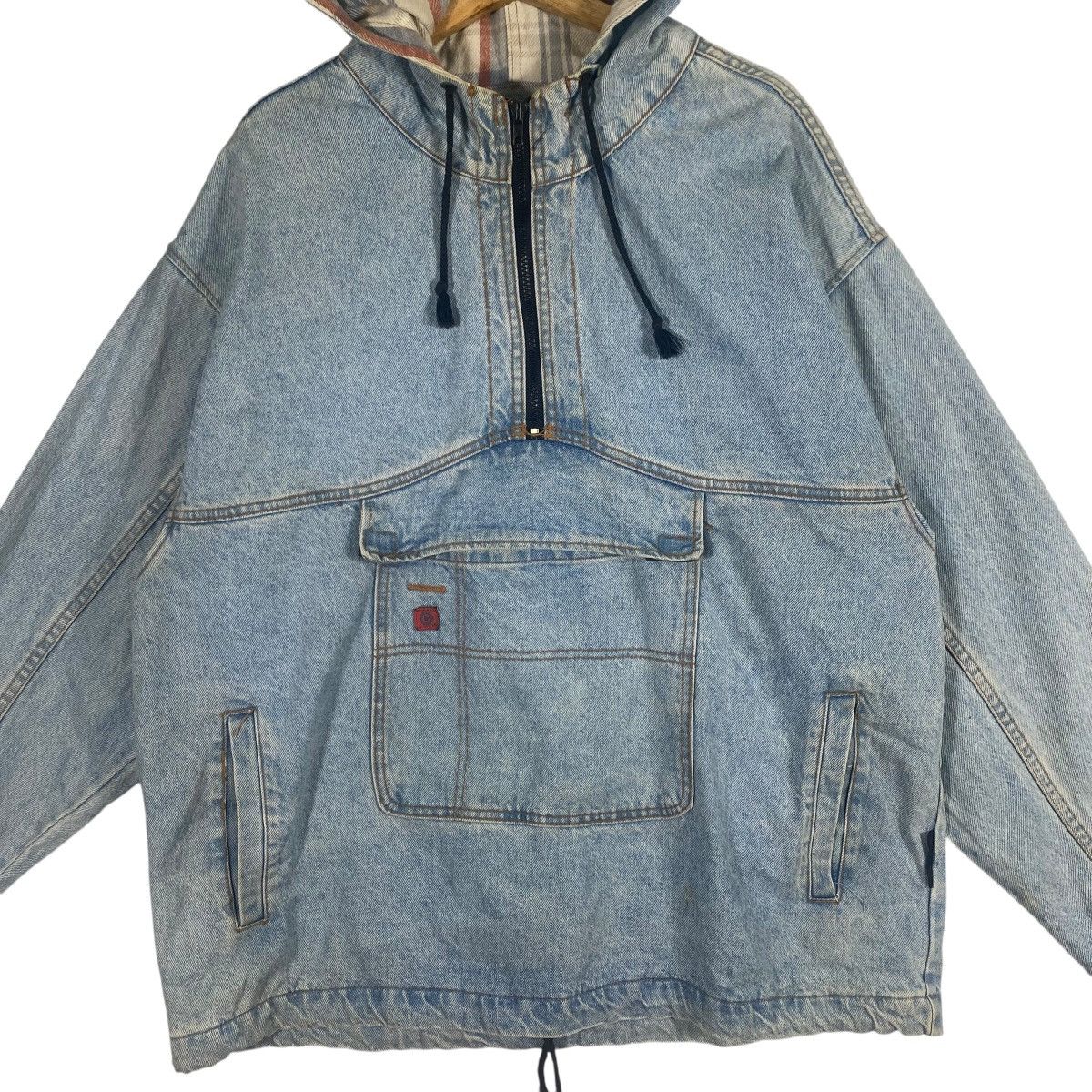 Gotcha × Vintage Vintage 90s Gotcha Denim Anorak Hoodie Half Zip Sweatshirt Size US L / EU 52-54 / 3 - 6 Thumbnail