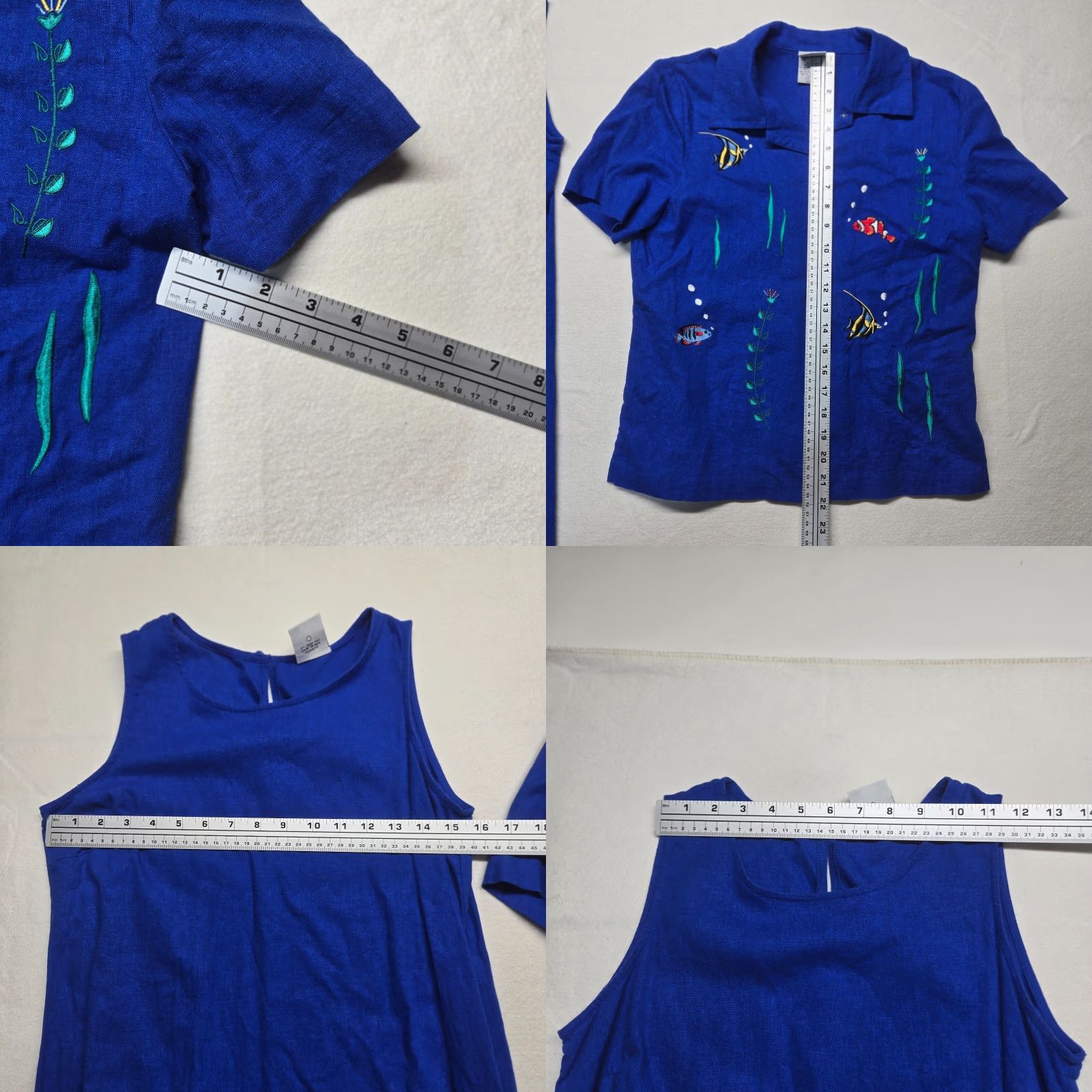 Vintage VINTAGE Carolina Colours Fish Floral Linen Rayon Dress 2 Pc Button Jacket Women Adult Size 10 Blue Size L / US 10 / IT 46 - 8 Thumbnail