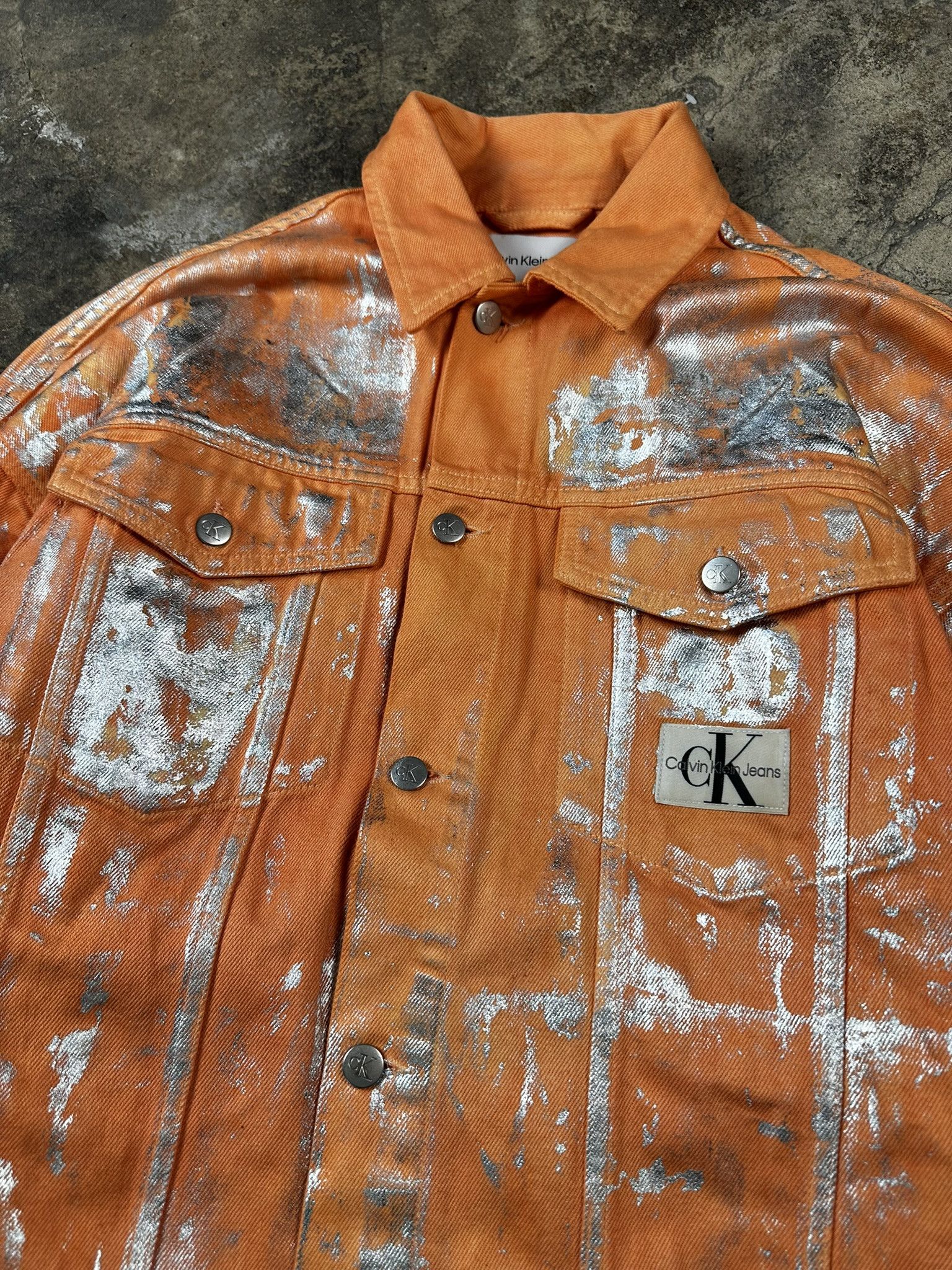 Calvin Klein Calvin Klein Waxed Denim Paint Trucker Jacket Size US L / EU 52-54 / 3 - 4 Thumbnail
