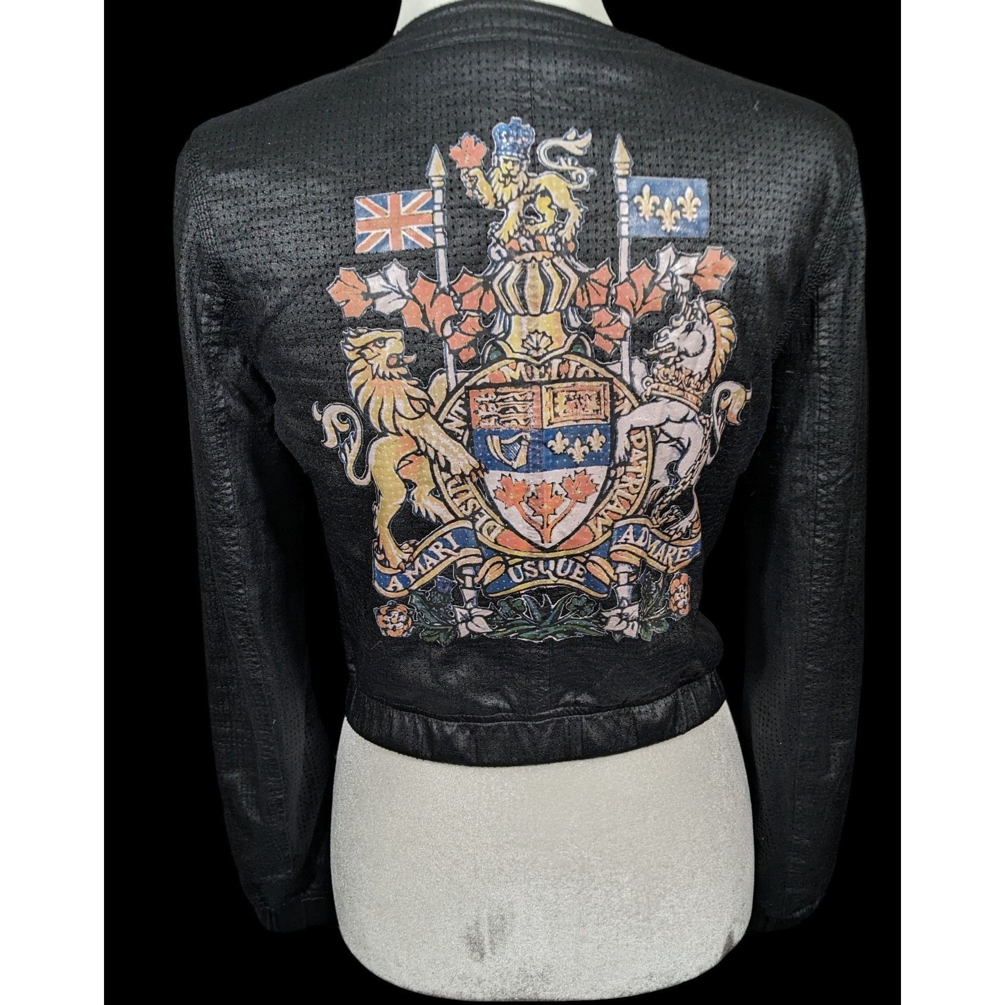 Other DGVI Black Casual Jacket With Printed Royal Crest Accents Si Size S / US 4 / IT 40 - 2 Thumbnail