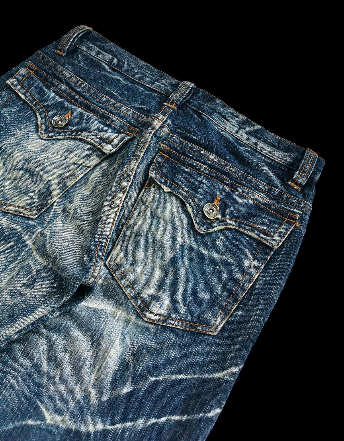 Le Grande Bleu (L.G.B.) Vintage Nylaus Discharge Lightning Thunder Flare Jeans Size US 31 - 7 Thumbnail
