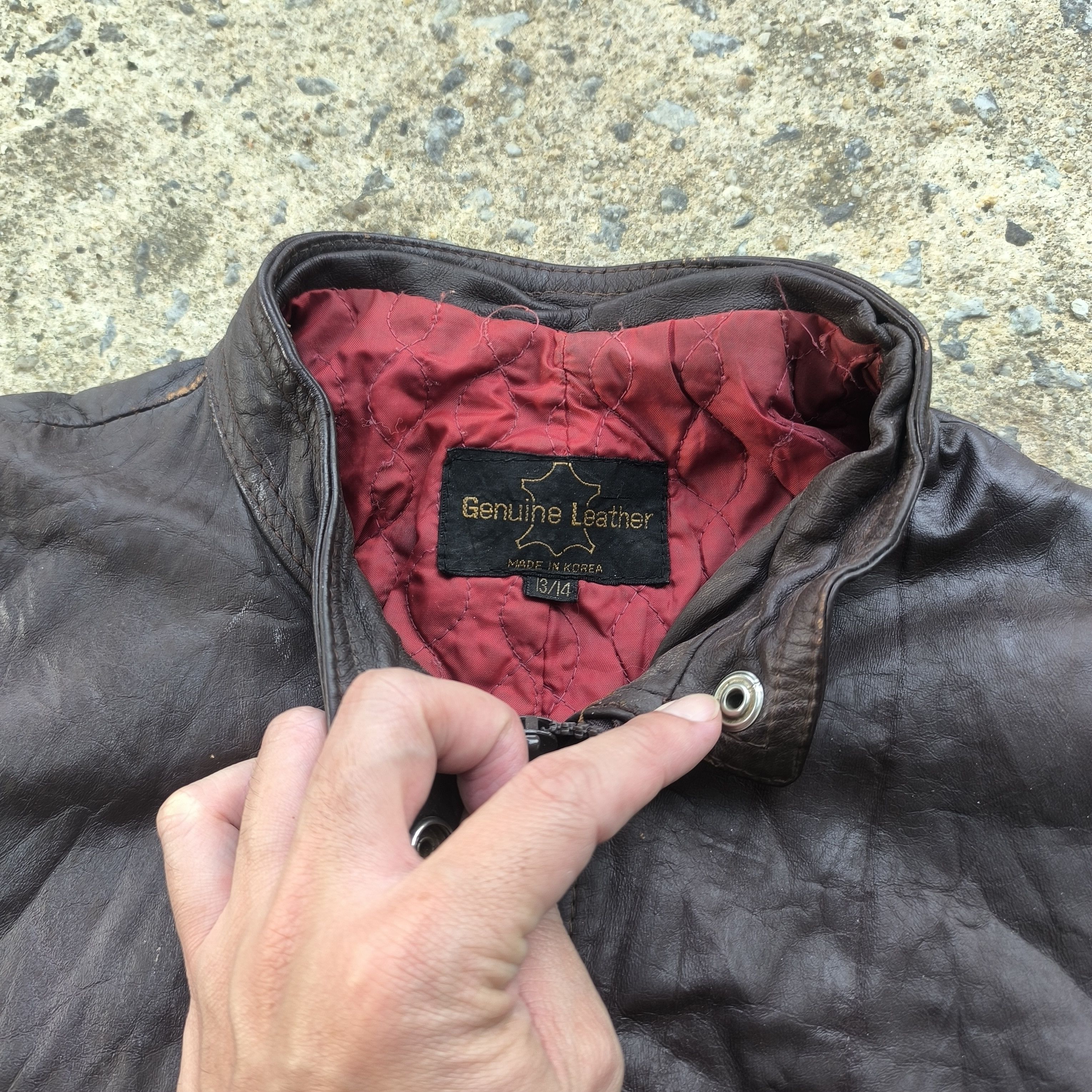 Vintage 80s vintage leather jacket biker dark brown Size M / US 6-8 / IT 42-44 - 6 Thumbnail