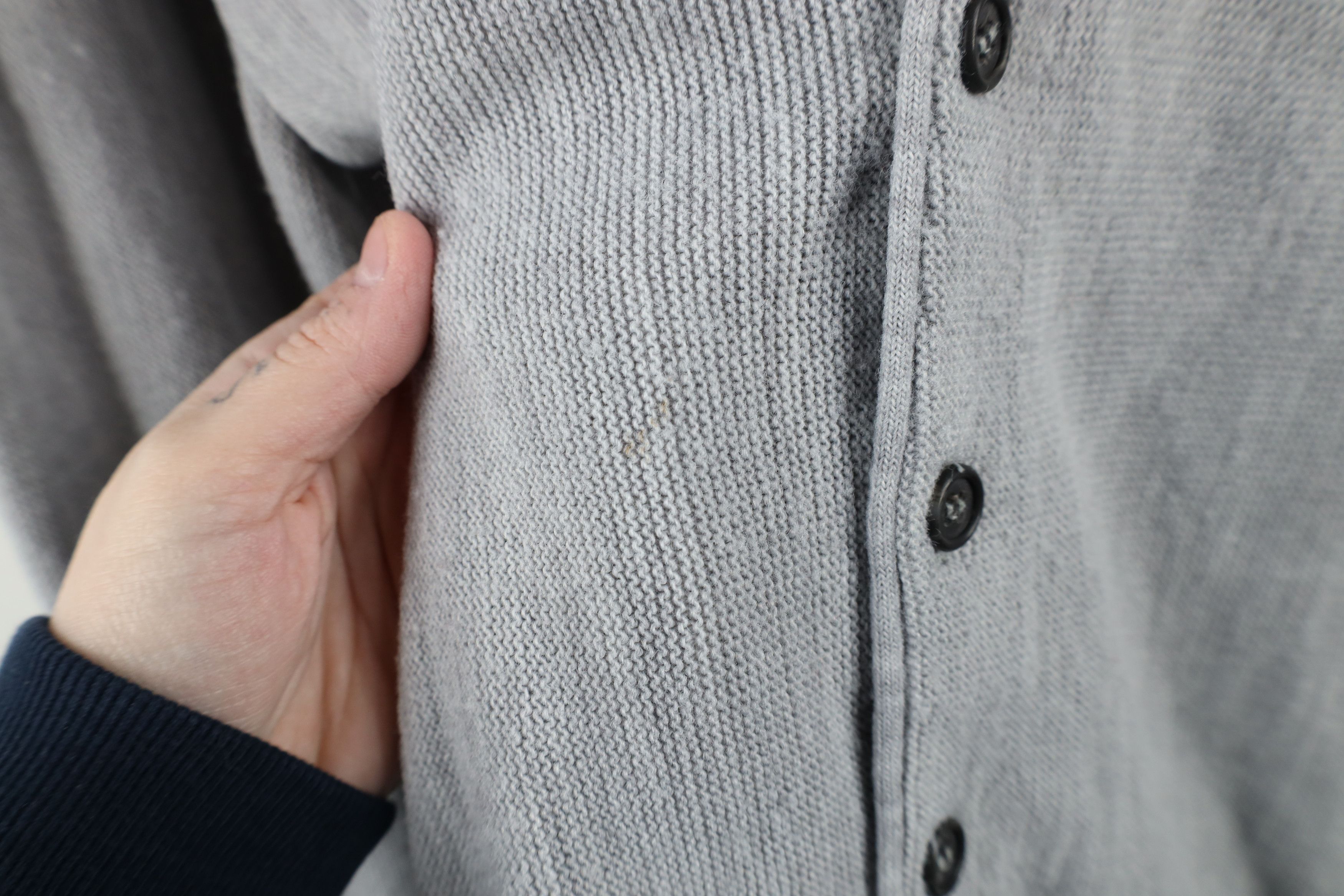 Vintage Vintage 70s Streetwear Blank Knit Cardigan Sweater Gray USA Size US XL / EU 56 / 4 - 4 Thumbnail