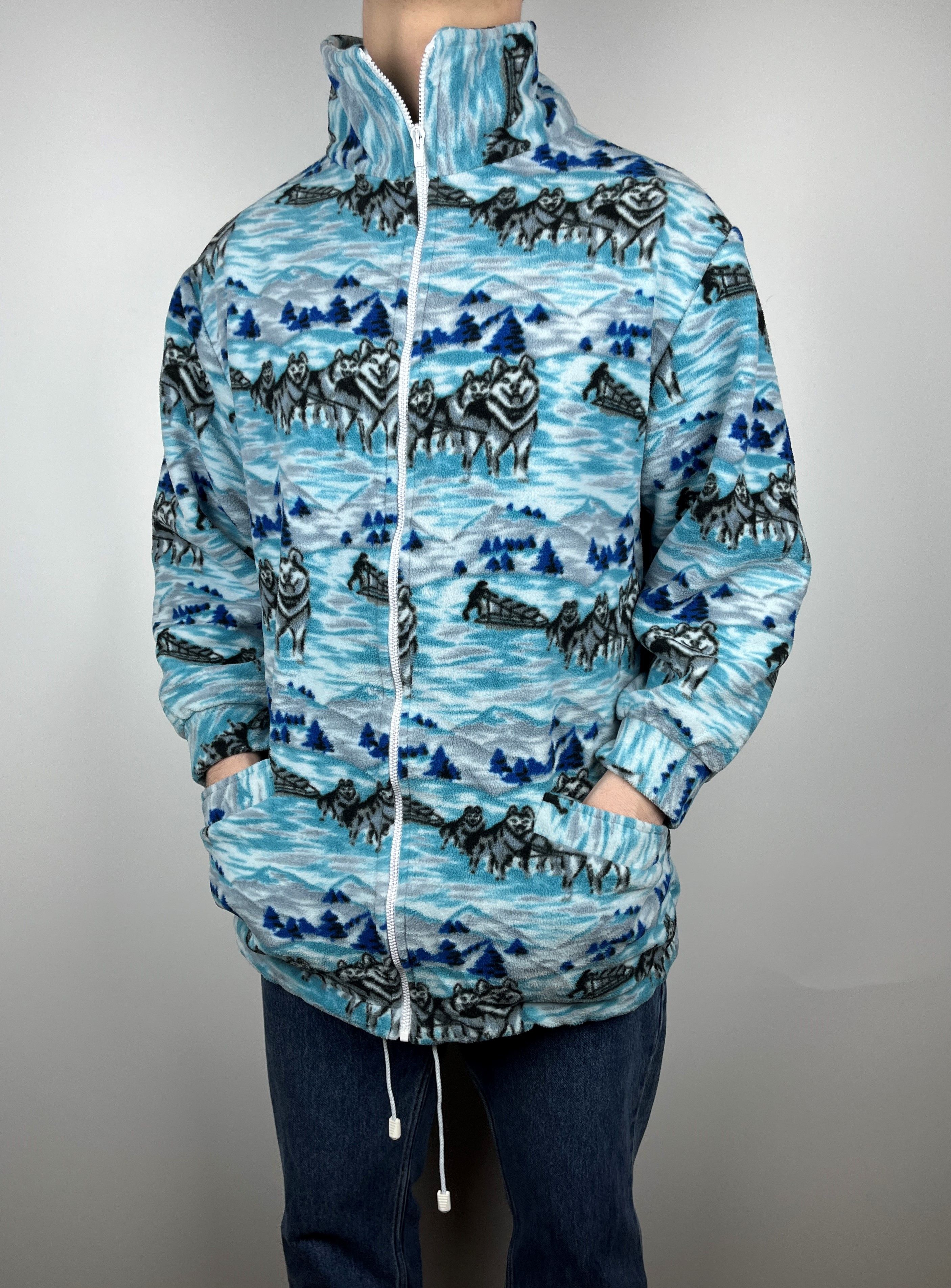 Vintage Husky Mountain Winter Pattern Ski Full Zip Fleece Jacket Size US S / EU 44-46 / 1 - 3 Thumbnail