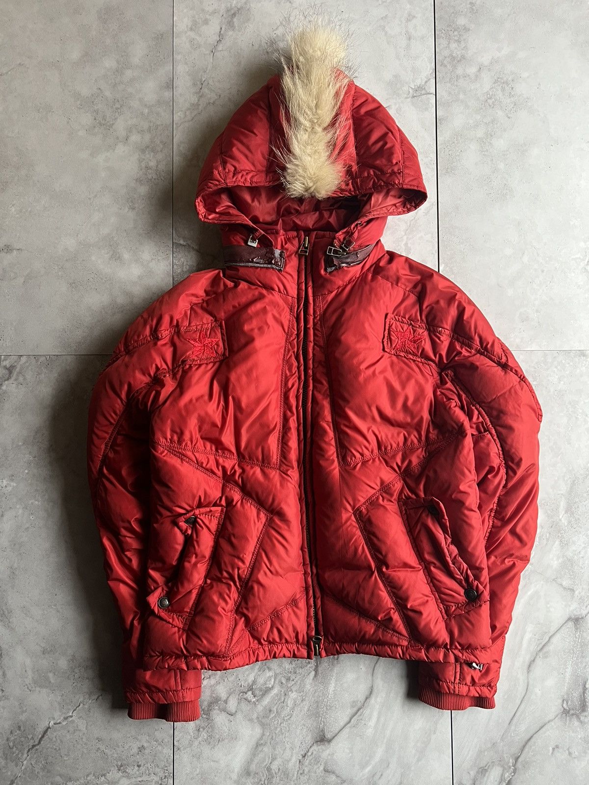 image of Marithe Francois Girbaud Mfg Mohawk Down Jacket in Red, Men's (Size Medium)