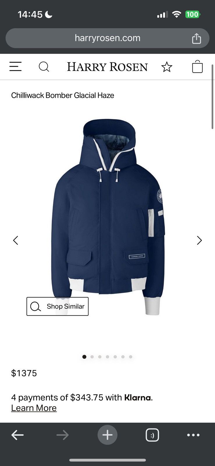 Canada Goose Chilliwack Bomber Glacial Haze
