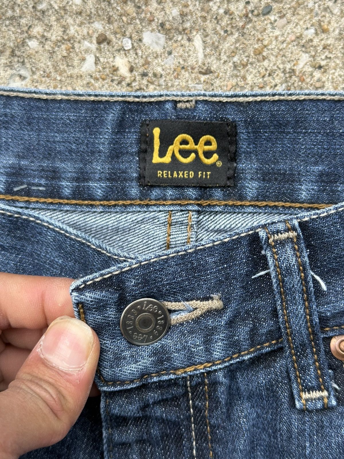 Lee Lee Faded Dark Blue Relaxed Straight Fit Denim Jeans Size US 31 - 5 Thumbnail