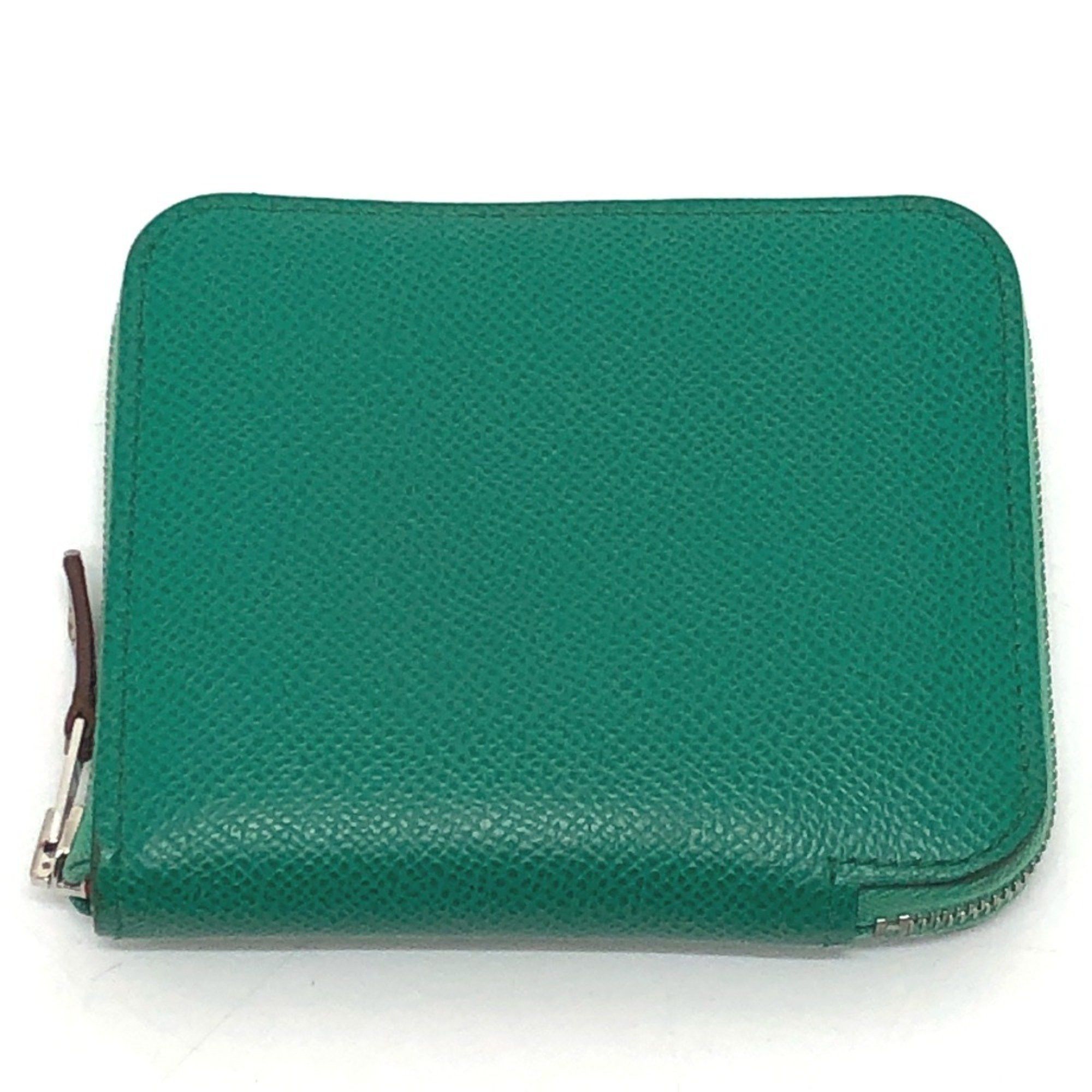 Hermes HERMES Azap Compact Silkin Round Wallet, Bi-fold Epsom Leather, Women's, Vert Jade Green Size ONE SIZE - 1 Thumbnail
