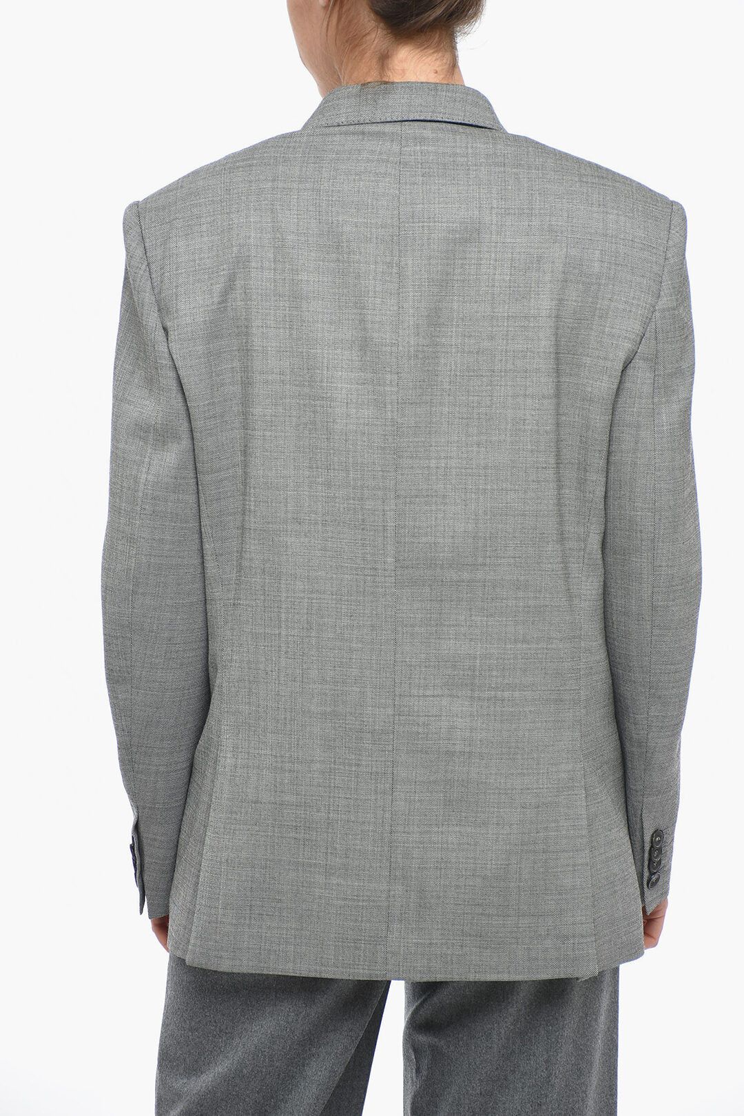 Stella McCartney og1mm0824 Double-Breasted Oversized Blazer in Grey Size XS / US 0-2 / IT 36-38 - 2 Thumbnail